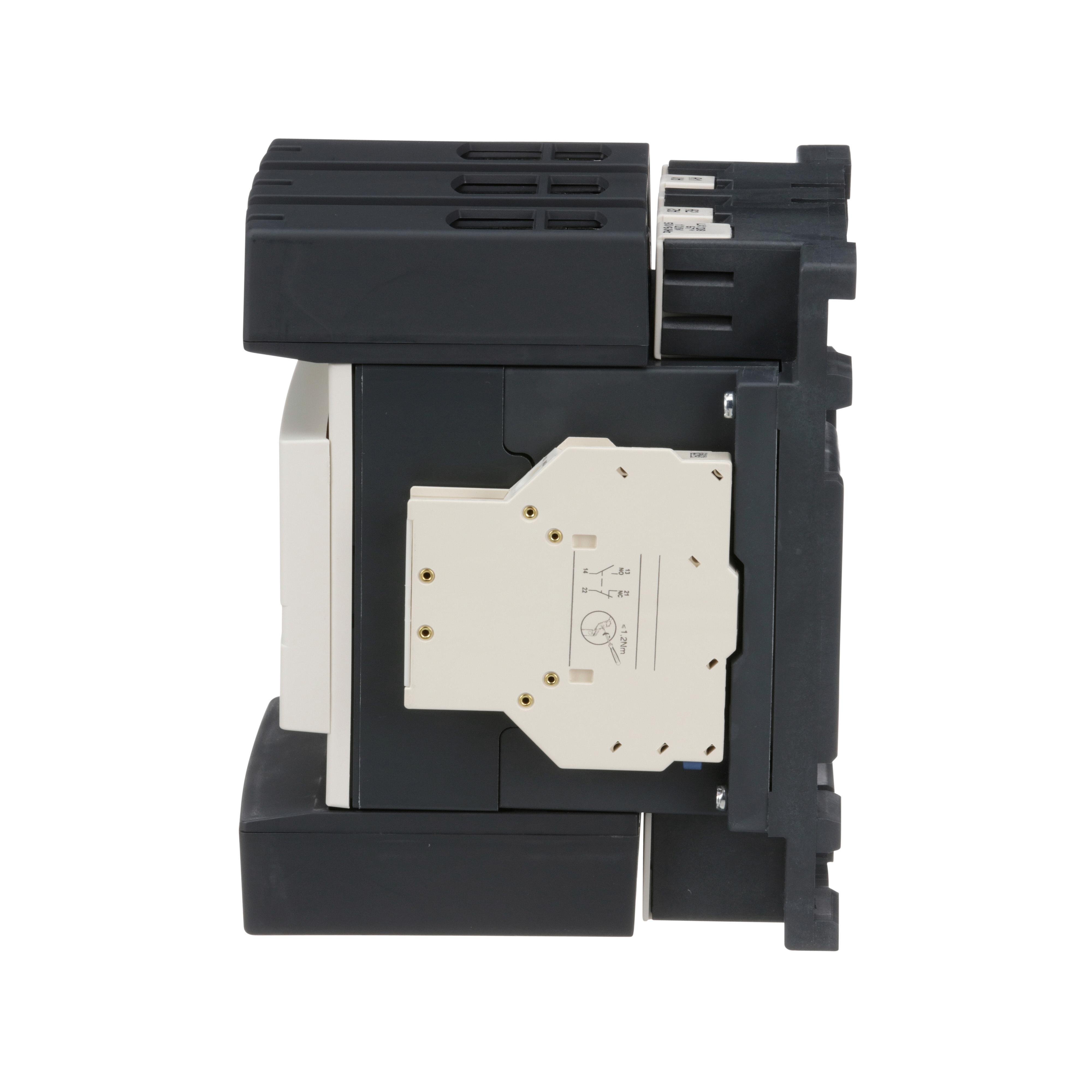 Picture of LC1D150G7 - IEC contactor, TeSys Deca, nonreversing, 150A, 100HP at 480VAC, up to 100kA SCCR, 3 phase, 3 NO, 120VAC 50/60Hz coil, open