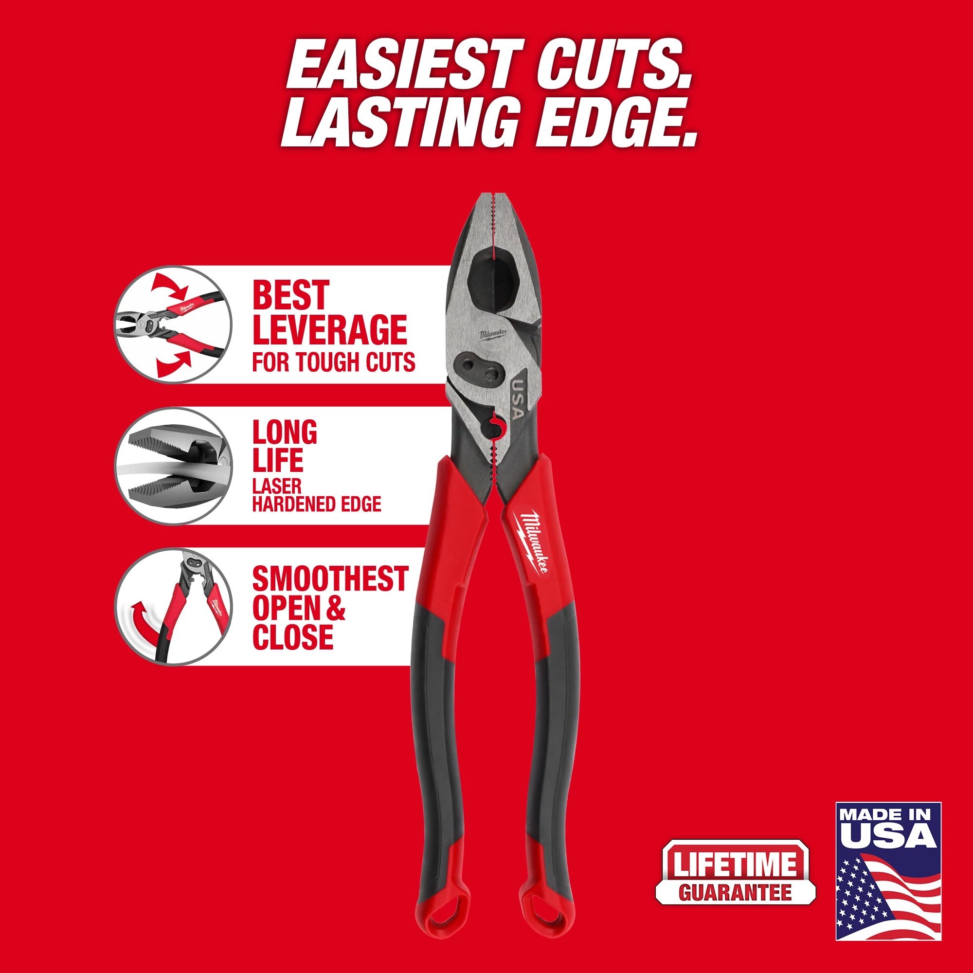 Picture of 9" Lineman's Comfort Grip Pliers w/ Crimper and Bolt Cutter (USA)