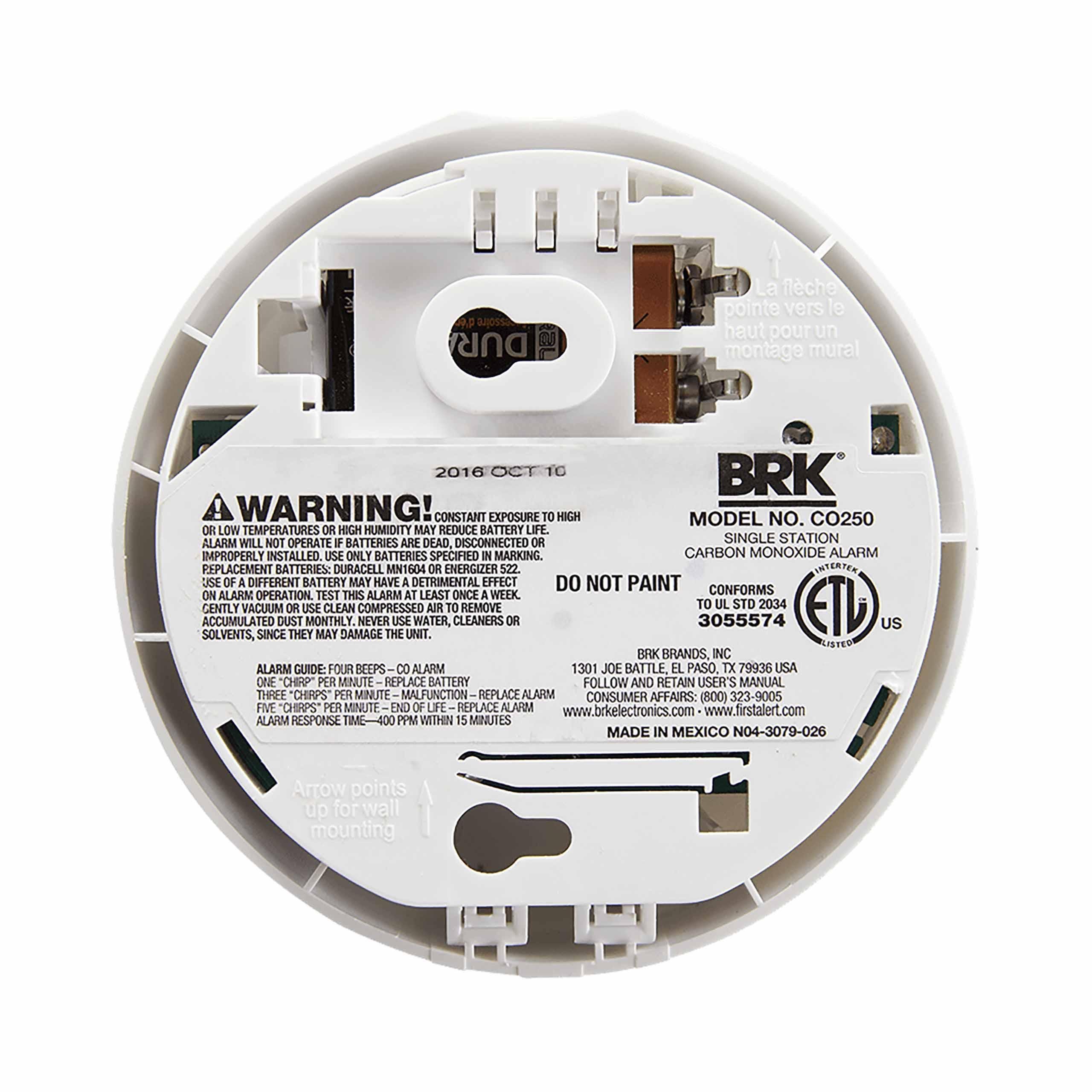 Picture of CO250B - 9V Battery CO Alarm