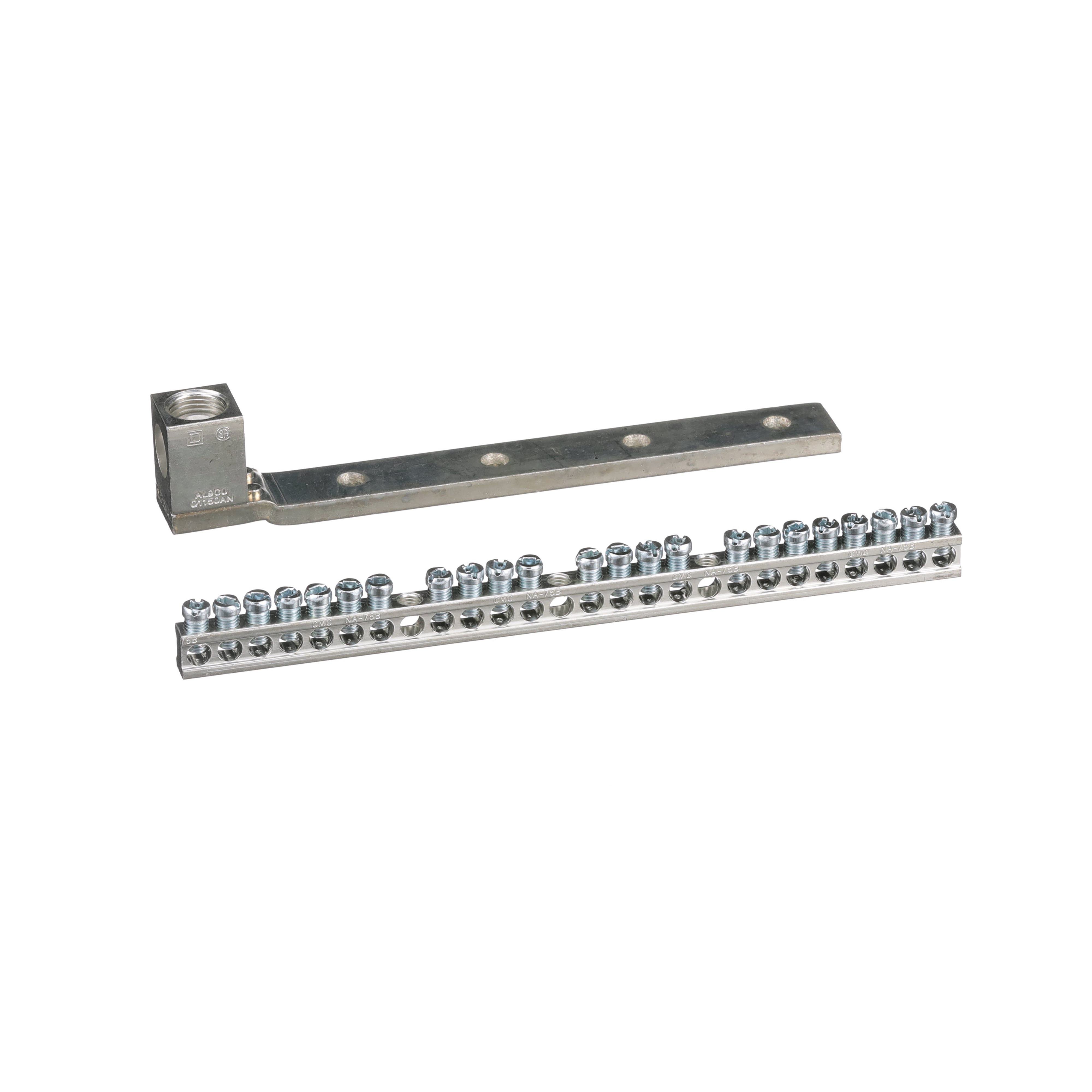 PK23GTAL - Load center accessory, QO/Homeline, ground bar kit, 23 terminals, with AWG 1-4/0 lug in aluminum or copper