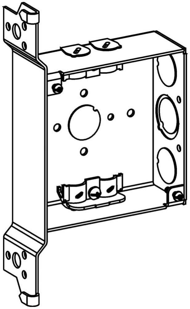 4SB-NM-WB - 1-1/2" DEEP, 4" SQUARE (4S) BOX WELDED WITH NM CLAMPS & WB BRACKET