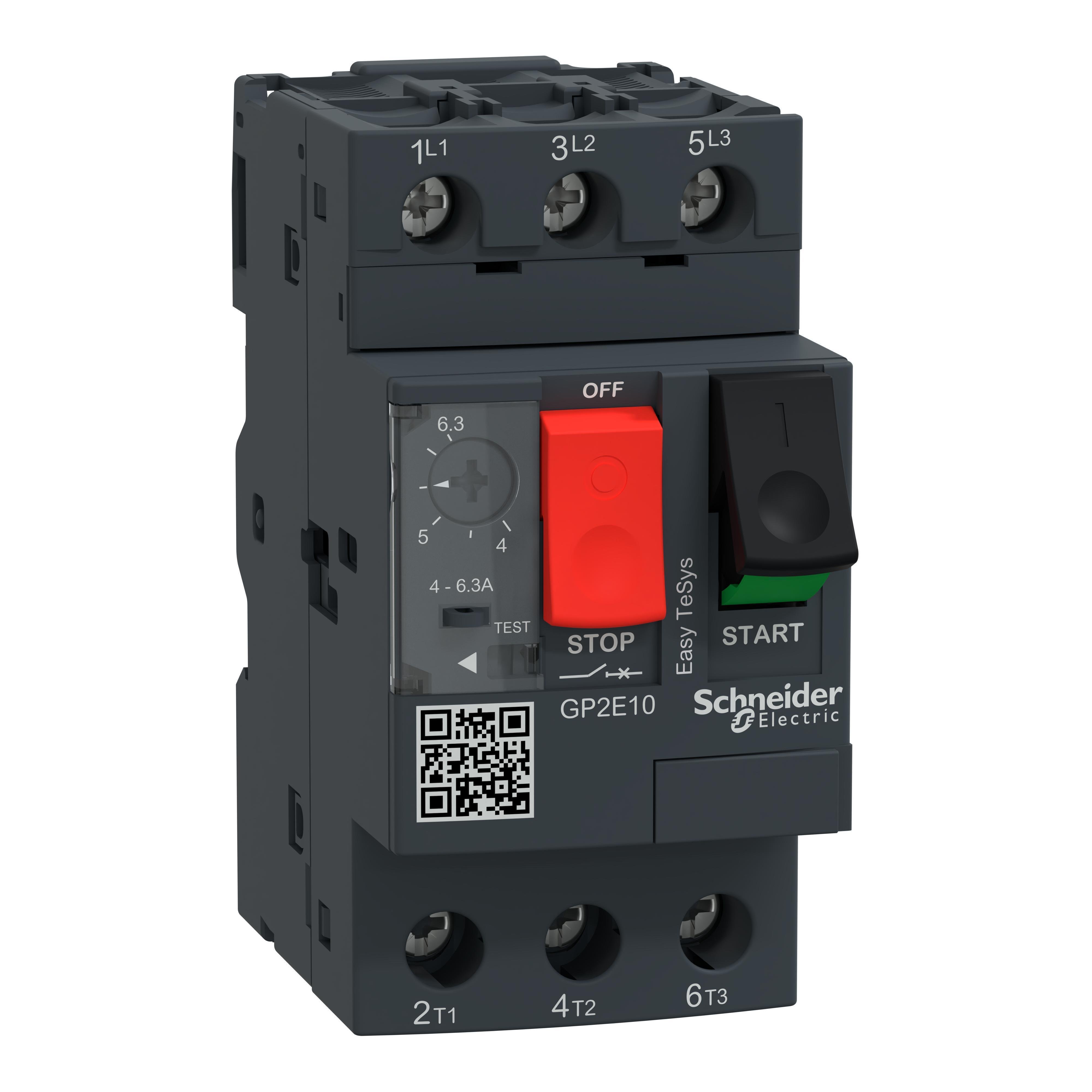 Picture of GP2E10 - Manual motor controller,Easy TeSys GP2E,3P,4-6.3A,thermal magnetic trip,screw clamp terminals