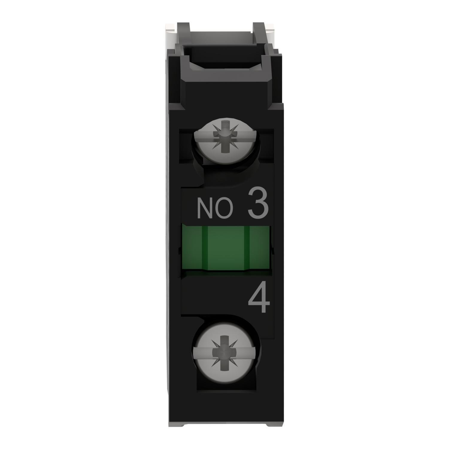 Picture of ZBE101 - Harmony, 22mm Push Button, add on contact block, 1 NO, screw clamp terminal