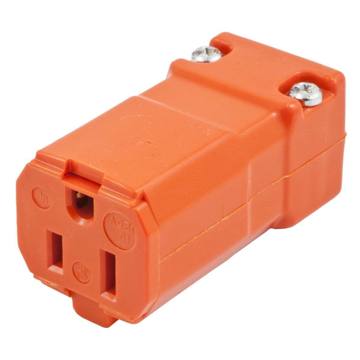 HBL515CVO - Straight Blade Devices, Female Connector Body, Valise Series, Industrial/Commercial Grade, Straight, 2-Pole 3- Wire Grounding, 15A 125V, 5-15R, Orange, Single Pack, Economy Version.