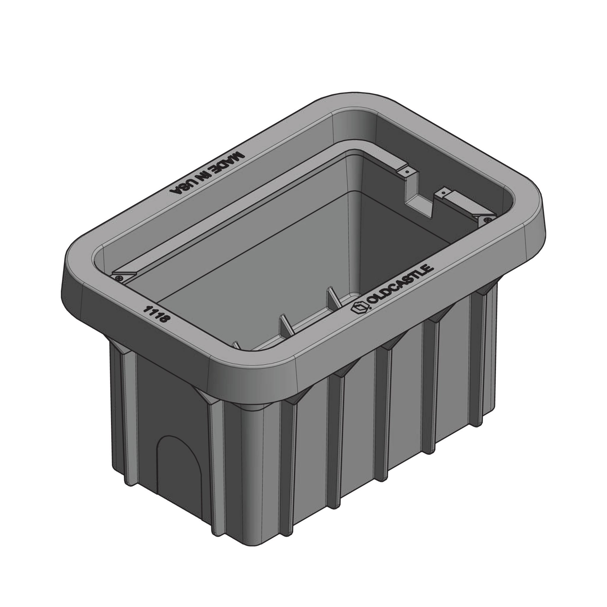 11181800 1118-18 - Duralite™ Unit, 11" x 18" x 18", Straight Wall, Gray, DL/LW Flush Cover, T22, Marking Plate Required