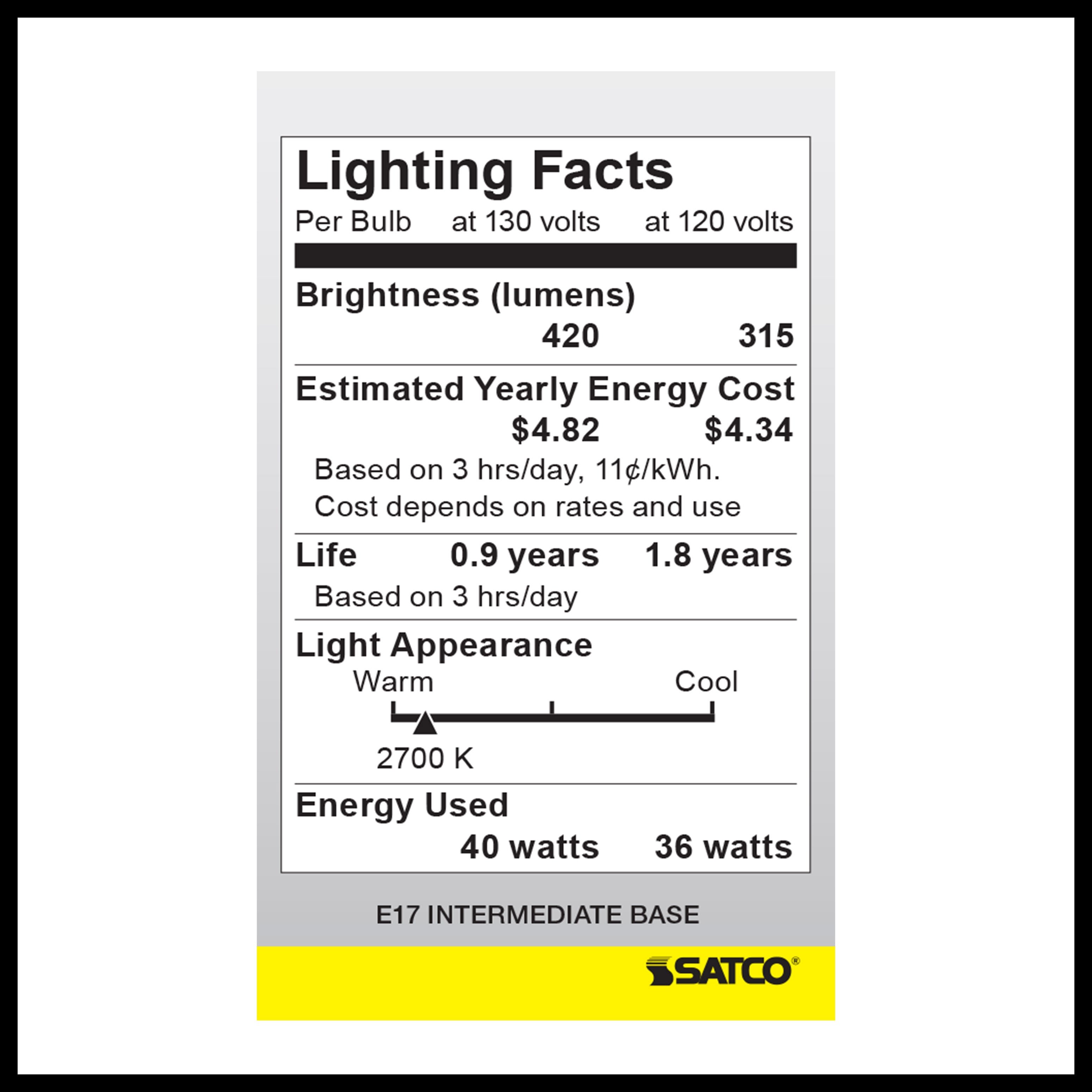 Picture of S4164 - 40 Watt A15 Incandescent - Clear - Appliance Lamp - 1000 Average rated hours - 420 Lumens - Intermediate base - 130 Volt