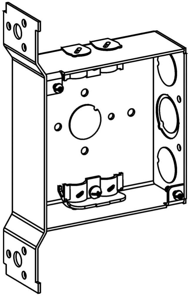 4SB-NM-FB - 1-1/2" DEEP, 4" SQUARE (4S) BOX WELDED WITH NM CLAMPS & FB BRACKET