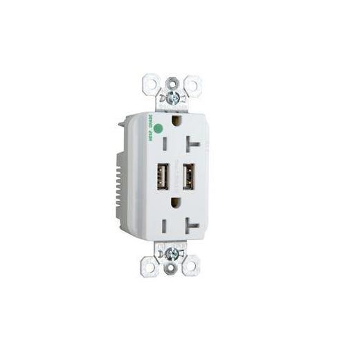TR8300HUSBW - 20A 125V Hospital-Grade Tamper-Resistant USB Type A/A Outlet, White
