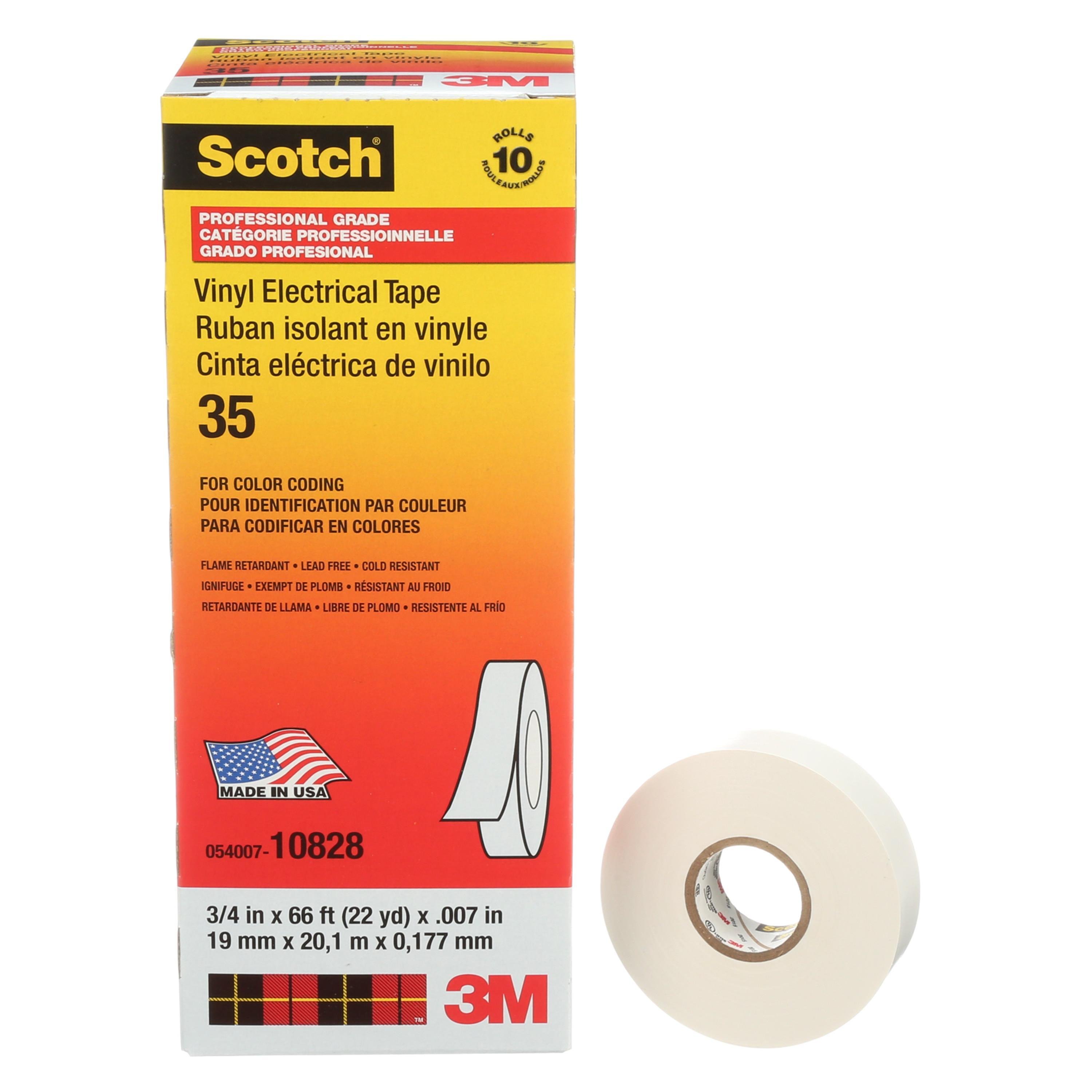35-WHITE-3/4X66FT - 3M 35 White 3/4" x 66' Vinyl Color Coding Tape
