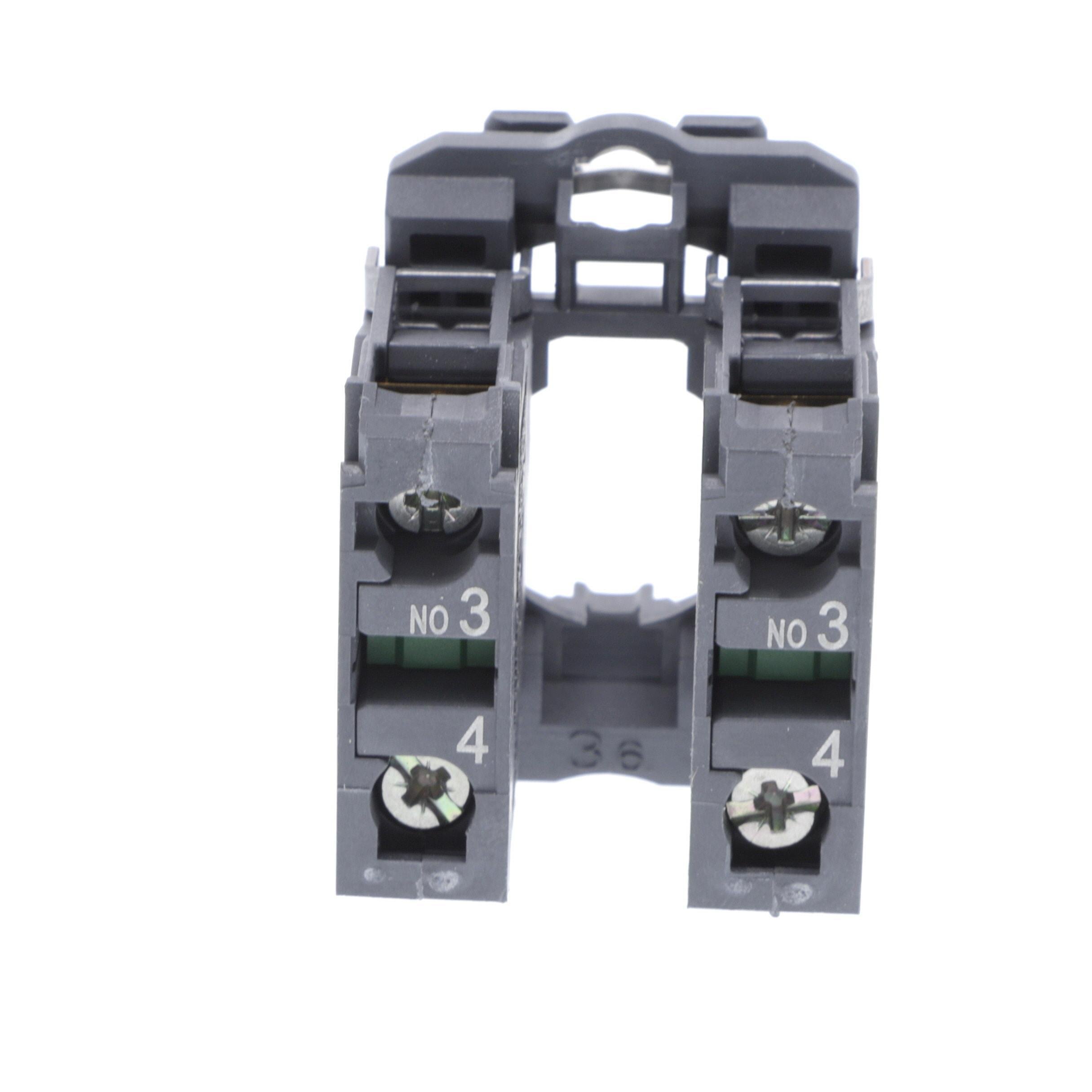 Picture of ZB5AZ103 - Single contact block with body fixing collar, Harmony XB5, plastic, screw clamp terminal, 2NO