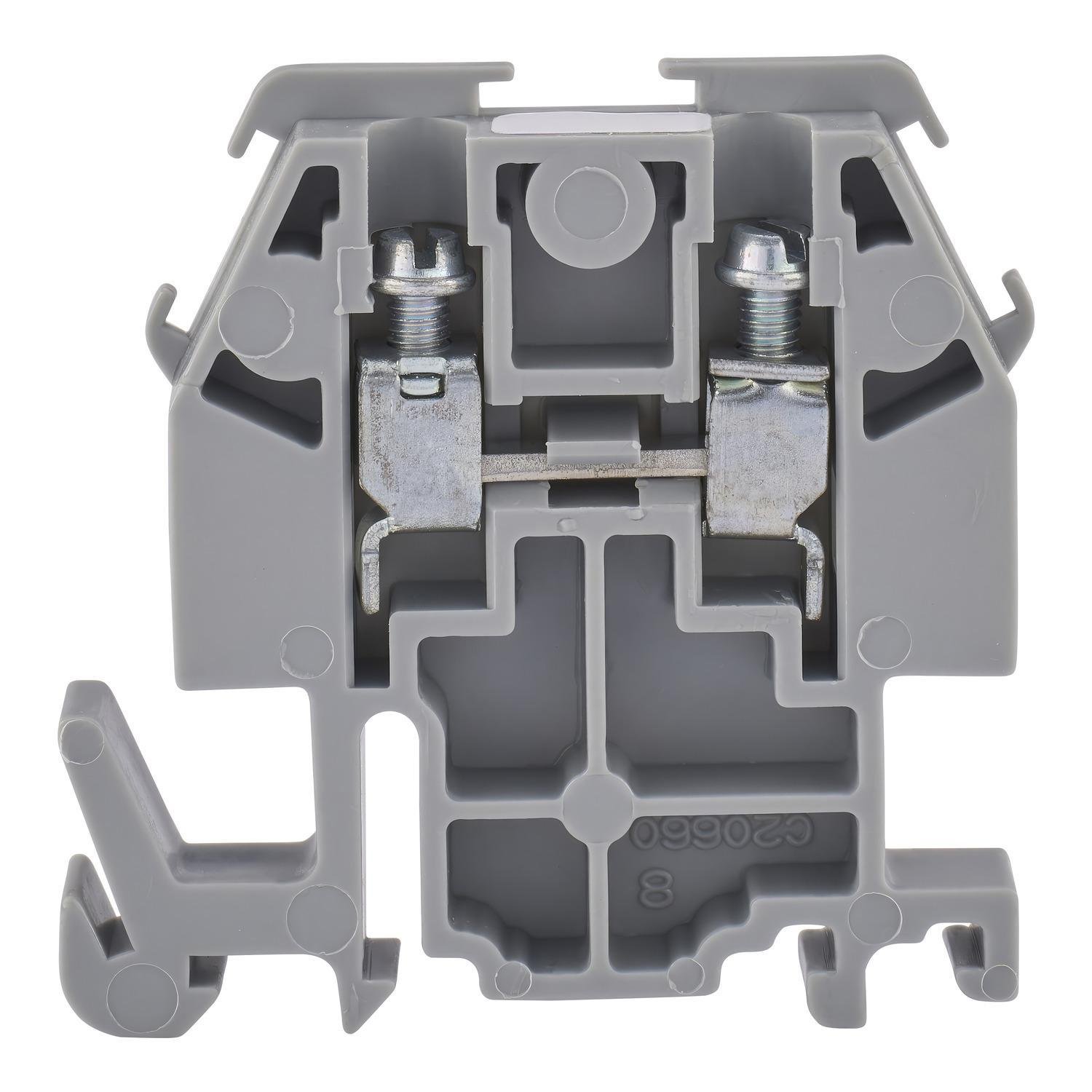 9080GME6 - Terminal block, Linergy, box lug connector, grey colored block, 30A, 600V