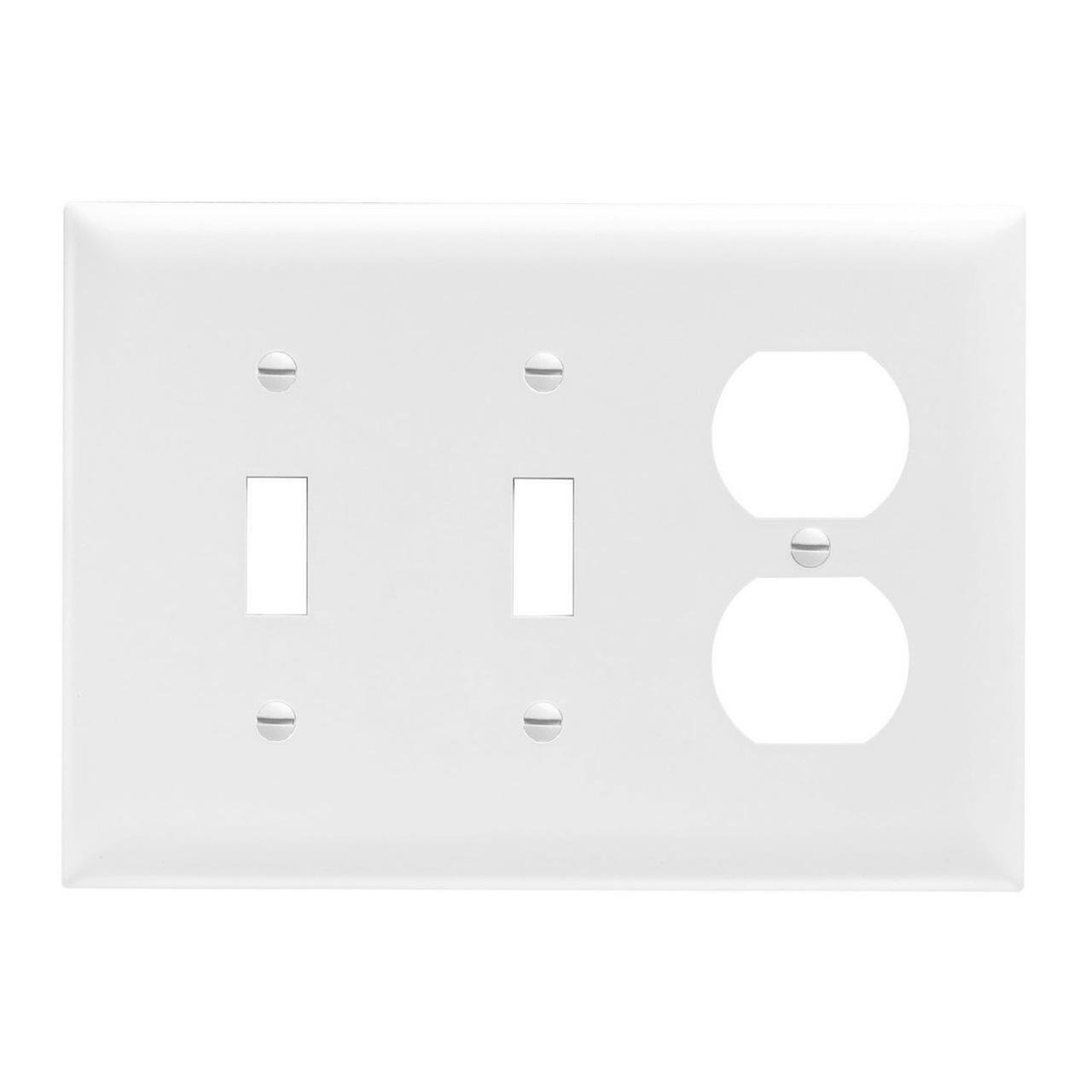 TP28-W - TradeMaster® 3-Gang Nylon Wall Plate, 2 Toggle Switch Openings, 1 Duplex Receptacle Opening, White