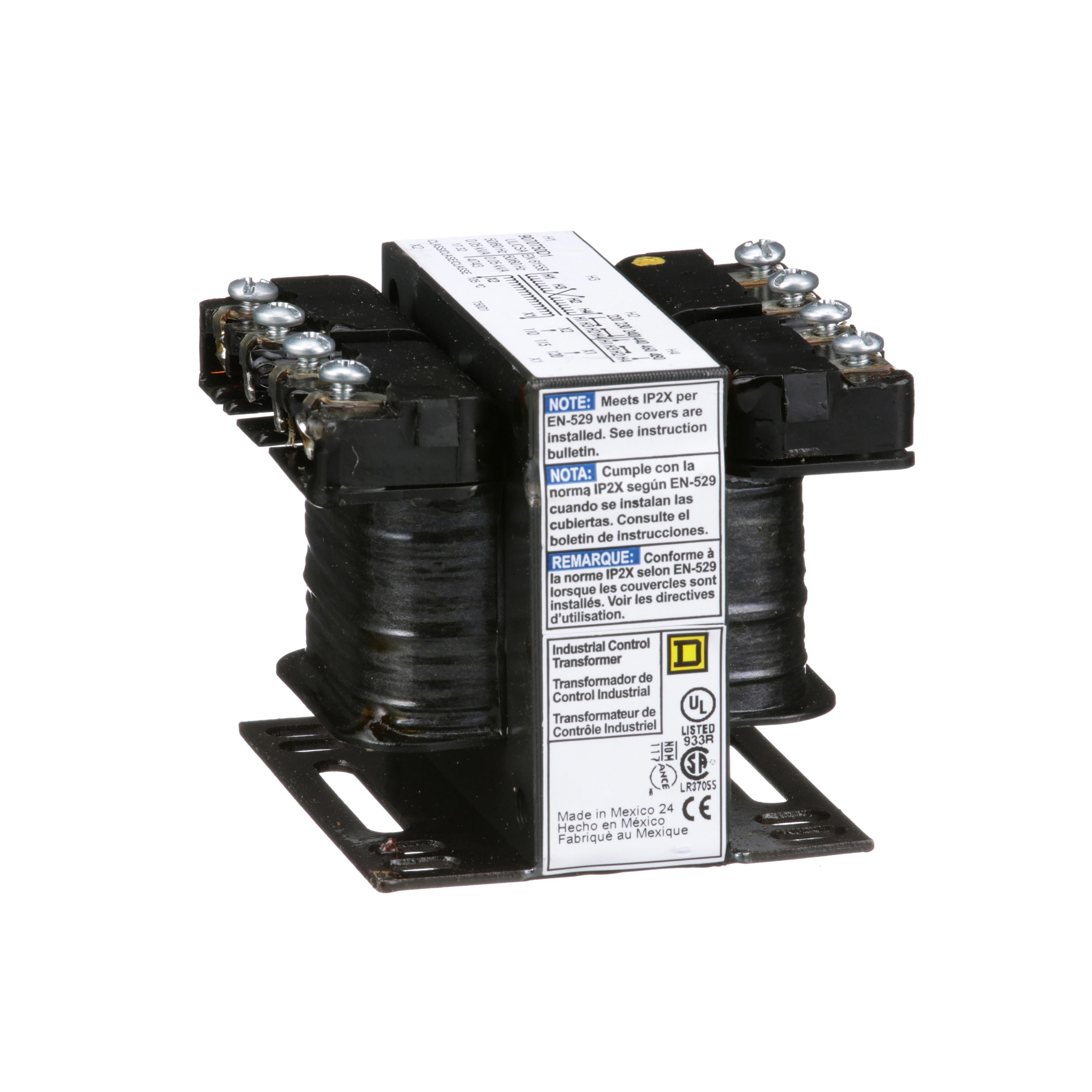 9070T50D1 - Transformer, Type T, industrial control, 50VA, 1 phase, 240x480V primary, 120V secondary, 55C rise