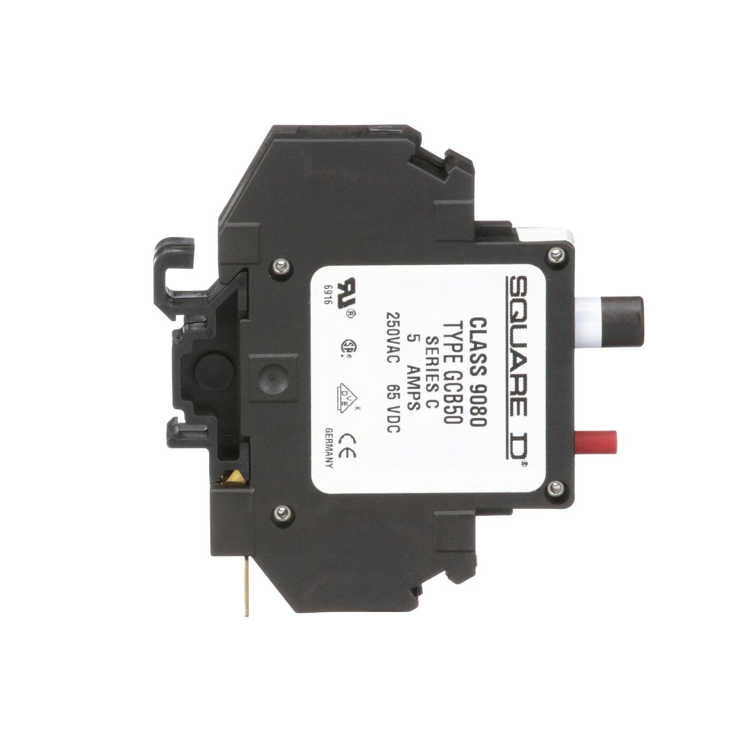 Picture of 9080GCB50 - Circuit protector, Linergy, thermal magnetic overcurrent, track mount, 5.0A, 250VAC, 65VDC