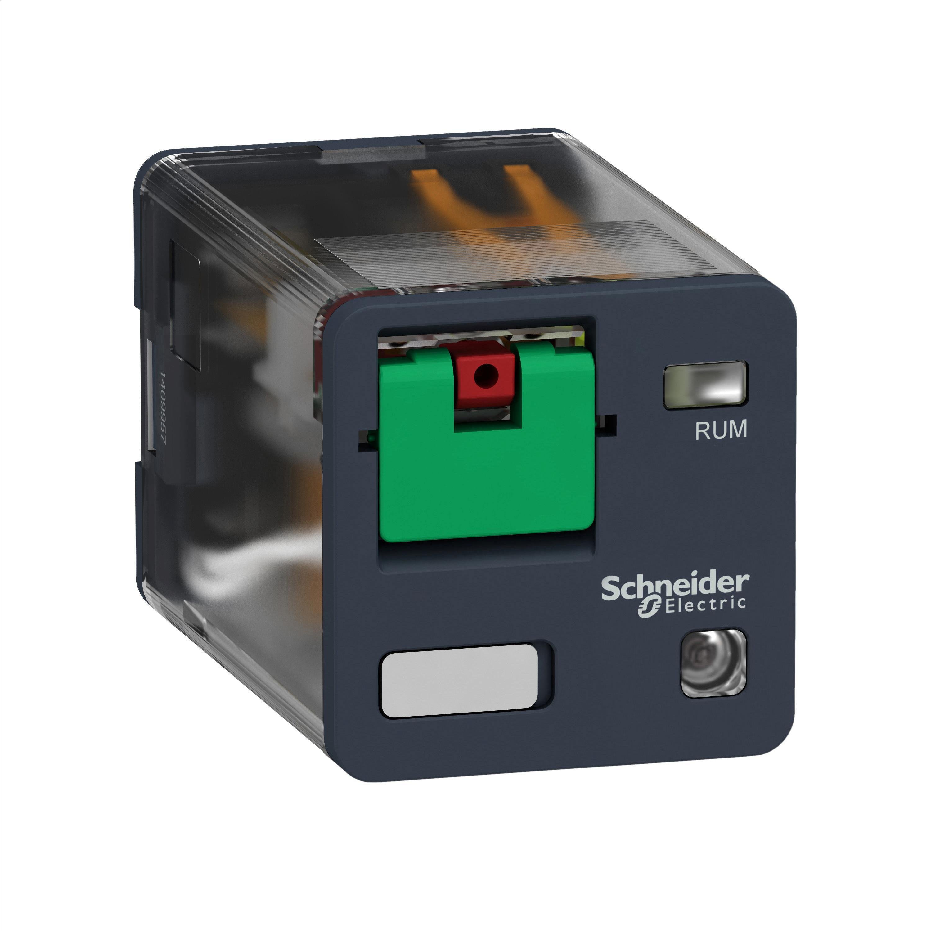 RUMC22B7 - universal plug in relay, Harmony Electromechanical Relays, 10A, 2CO, with LED, lockable test but to n, 24V AC