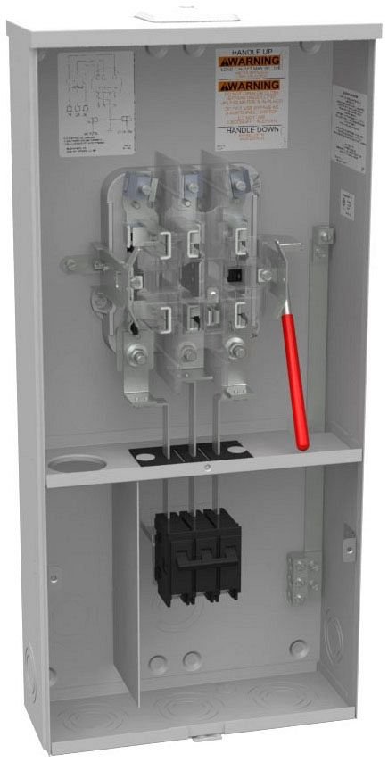 U3771-XL-100 - 7 Terminal Ringless Small Closing Lever Bypass 1-100 Ampere Main Breaker