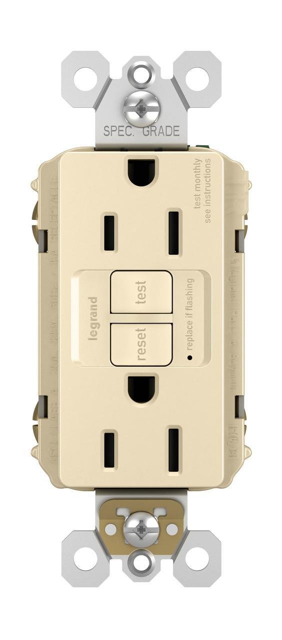 Picture of 1597-TRI - radiant® Tamper-Resistant 15A Duplex Self-Test GFCI Receptacles with SafeLock® Protection, Ivory