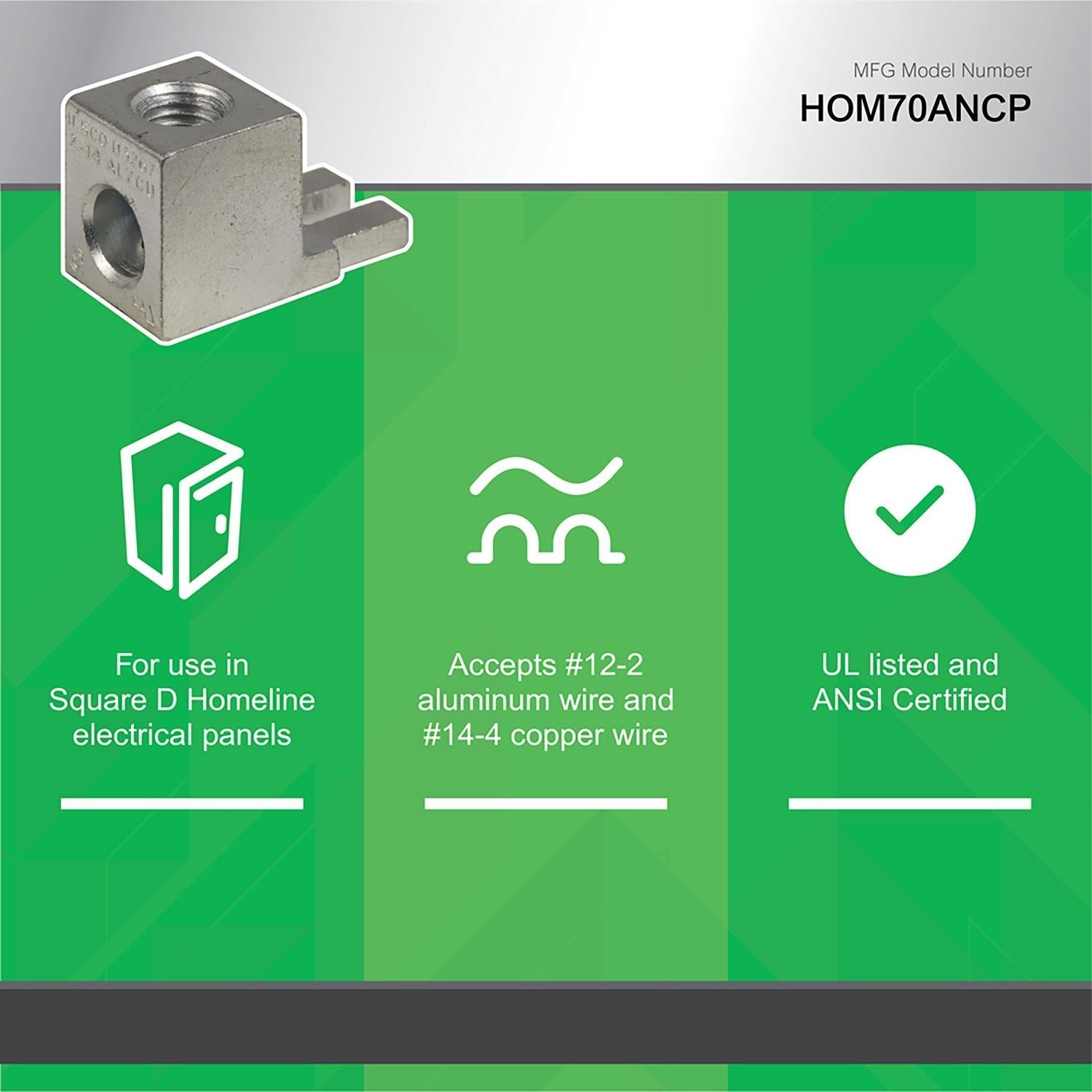 Picture of HOM70AN - Load center accessory, Homeline, lug kit, neutral, 70A
