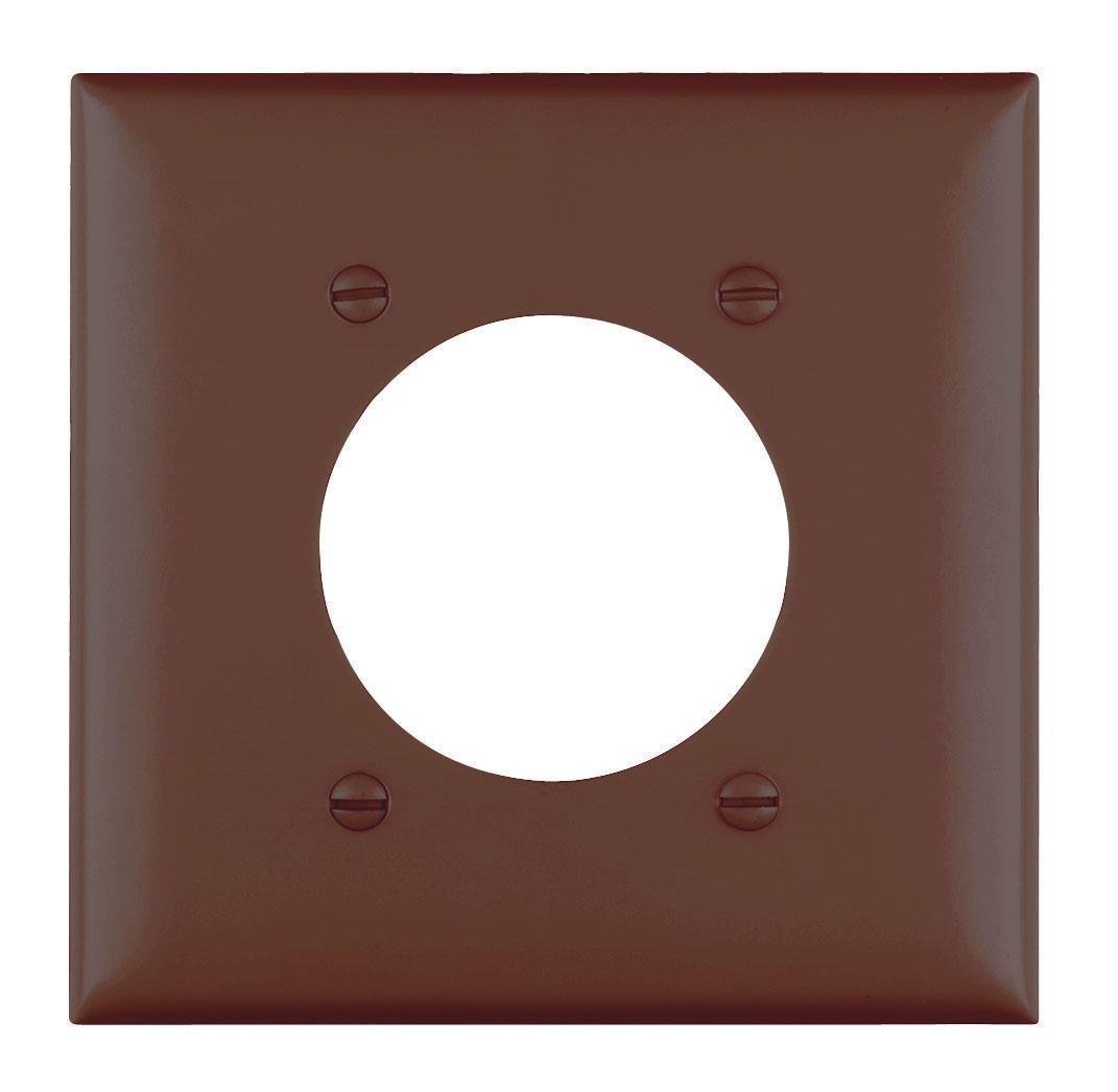 TradeMaster® 2-Gang Nylon Wall Plate, 2.1563-in Power Outlet Receptacle Opening, 4 Mtg Holes, Brown