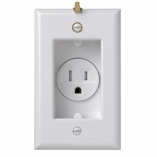S3713-TRW - 15A 125V Tamper-Resistant Clock Hanger Recessed Single Receptacle with Smooth Wall Plate, White