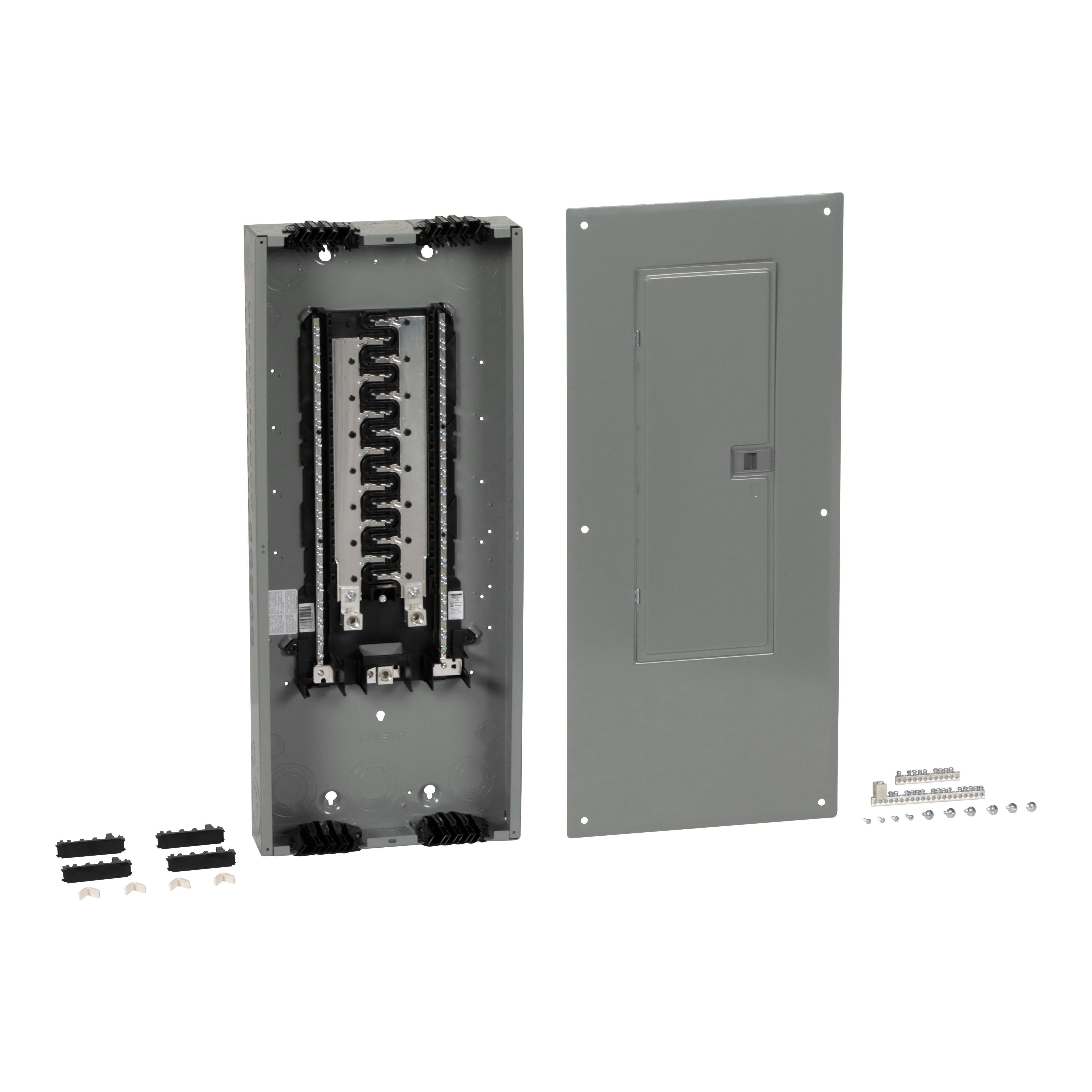 HOM3060L225PQGC - Load center, Homeline, 1 phase, 30 spaces, 60 circuits, 225A convertible main lugs, PoN, NEMA1, Qwik-grip, gnd bar