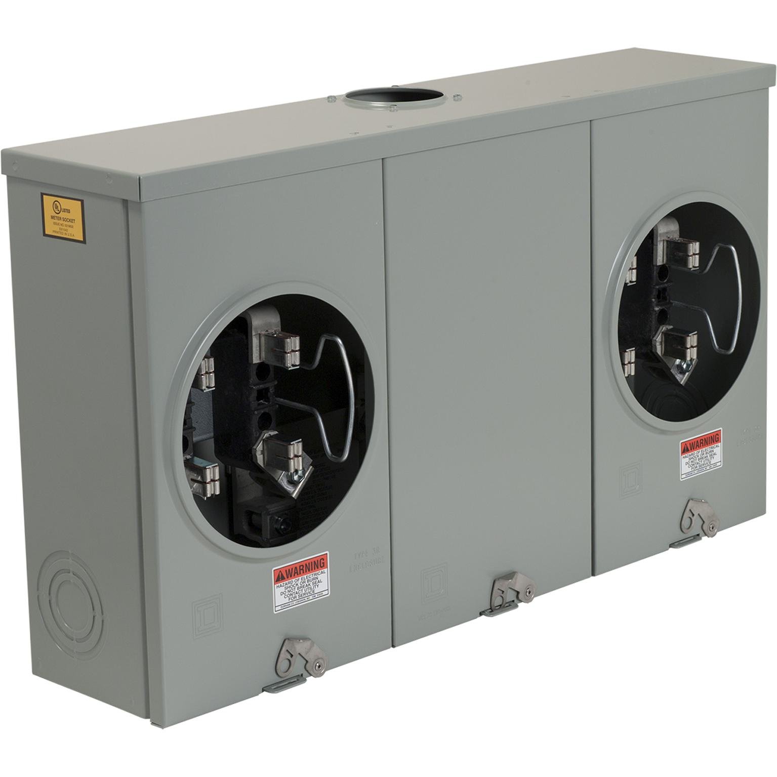 UT2R2122B - Meter socket, horizontal ganged, ringless socket, 205A, 2 position, 4 jaws, 600 VAC max, overhead/underground, no bypass