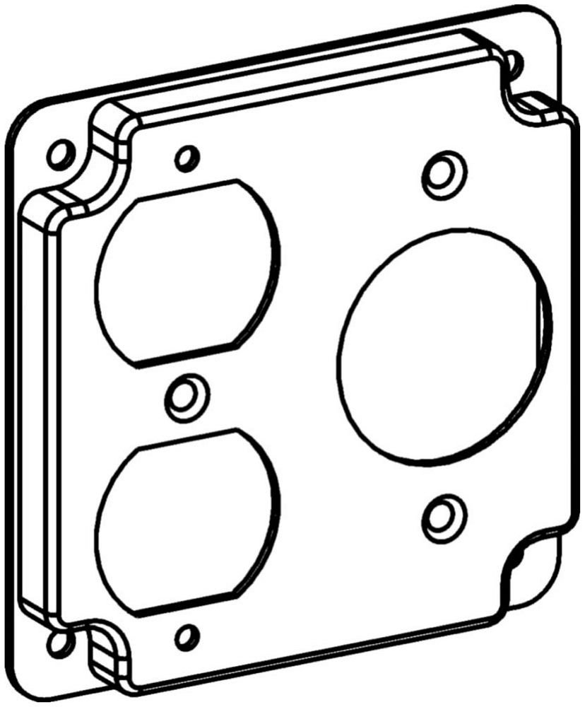 4423 - RAISED 1/2", 4" SQUARE (4S) DUPLEX/SINGLE RECEPTACLE INDUSTRIAL COVER WITH CRUSHED CORNER