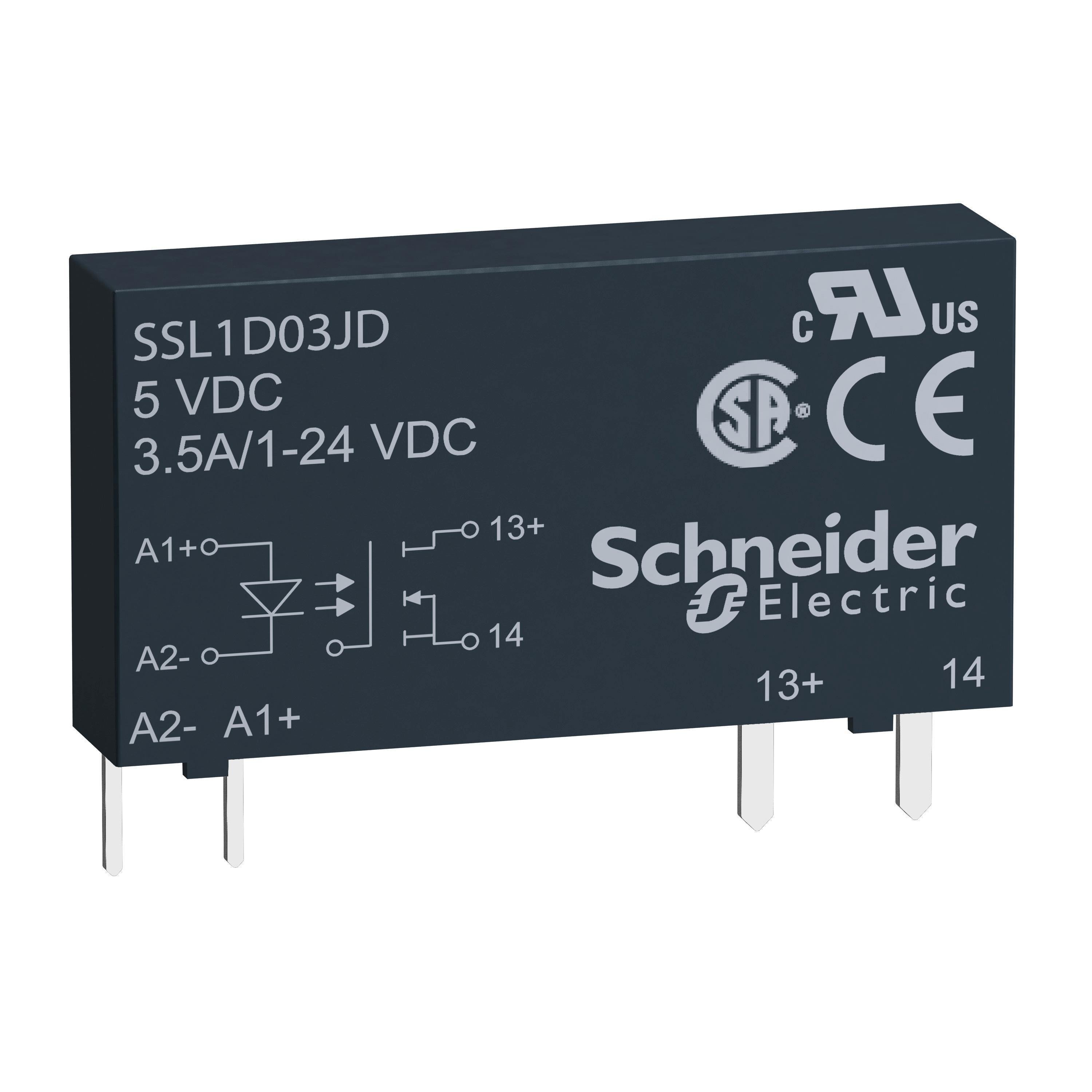 Picture of SSL1D03BD - plug in relay, Harmony Solid State Slim Relays, 3.5A, DC switching, input 15 to 30V DC, output 1 to 24V DC