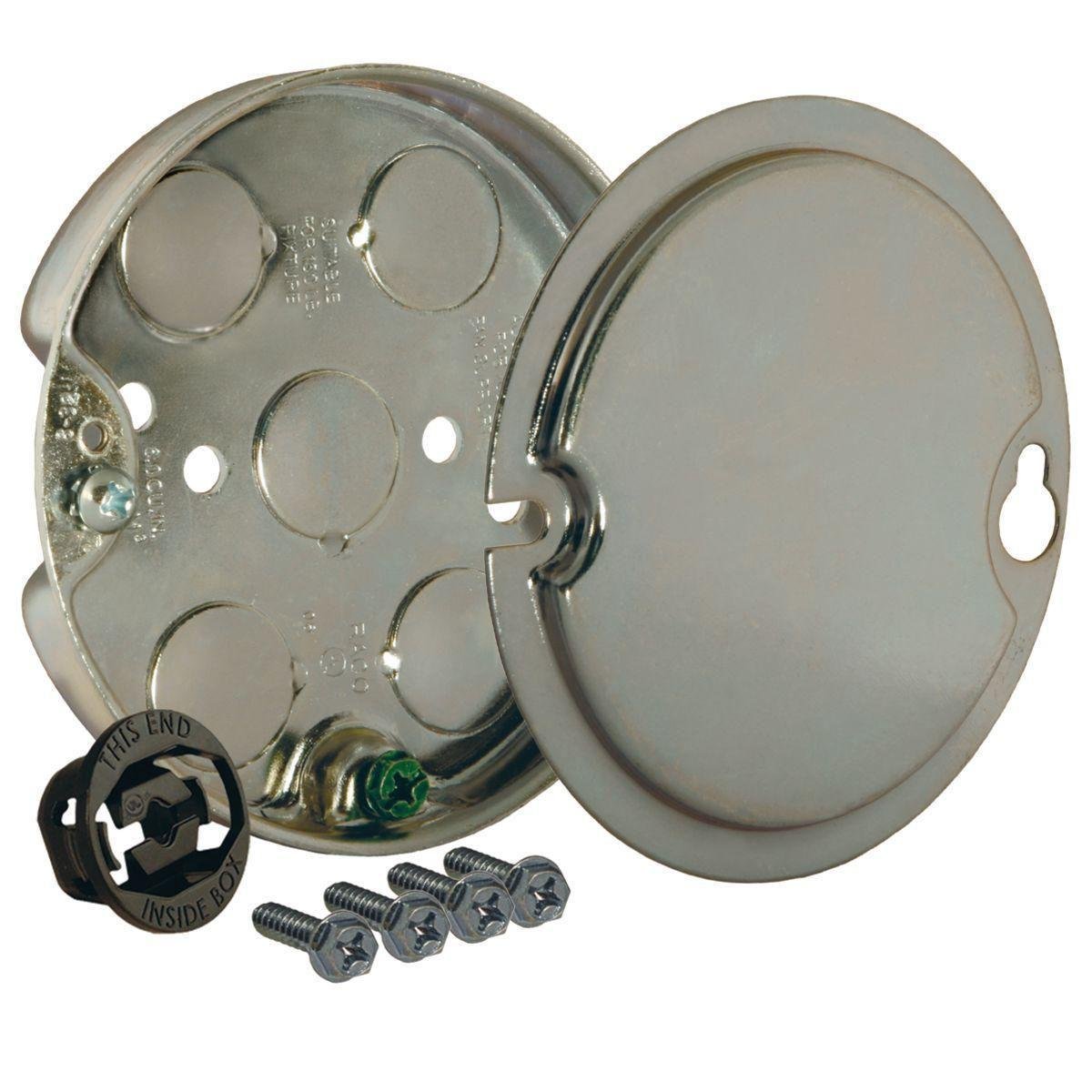 295-1 - 4 in. Round Ceiling Rated Fan Pan, 1/2 in. Depth, Five 1/2 in. KO's