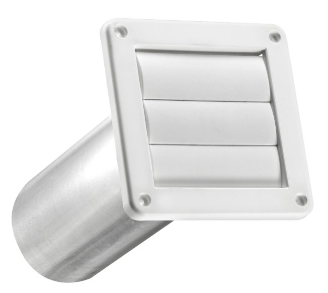 267W - 4" White Plastic Louvered Exhaust Wall Vent