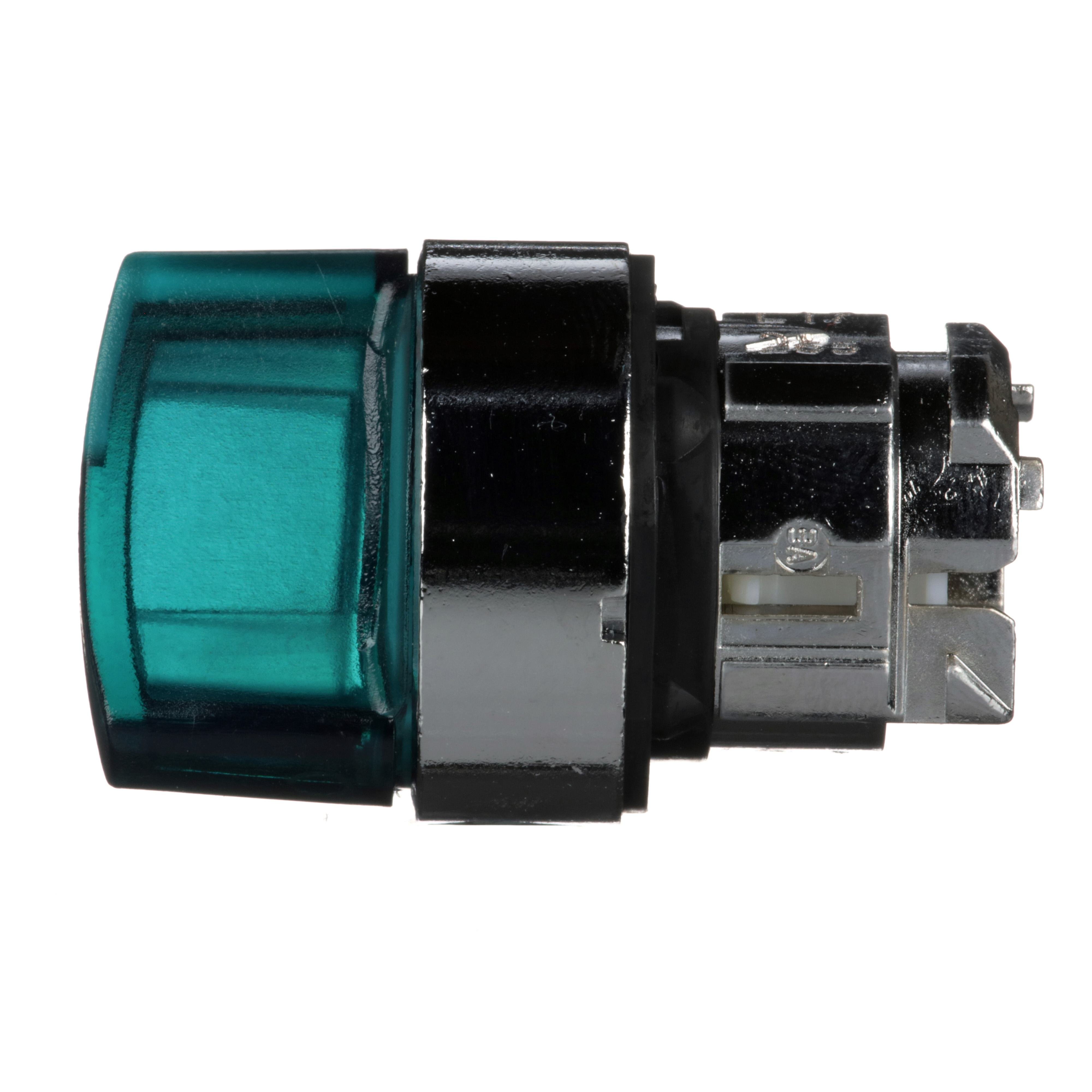 Picture of ZB4BK1233 - Head for illuminated selector switch, Harmony XB4, metal, green handle, 22mm, universal LED, 2 positions, stay put