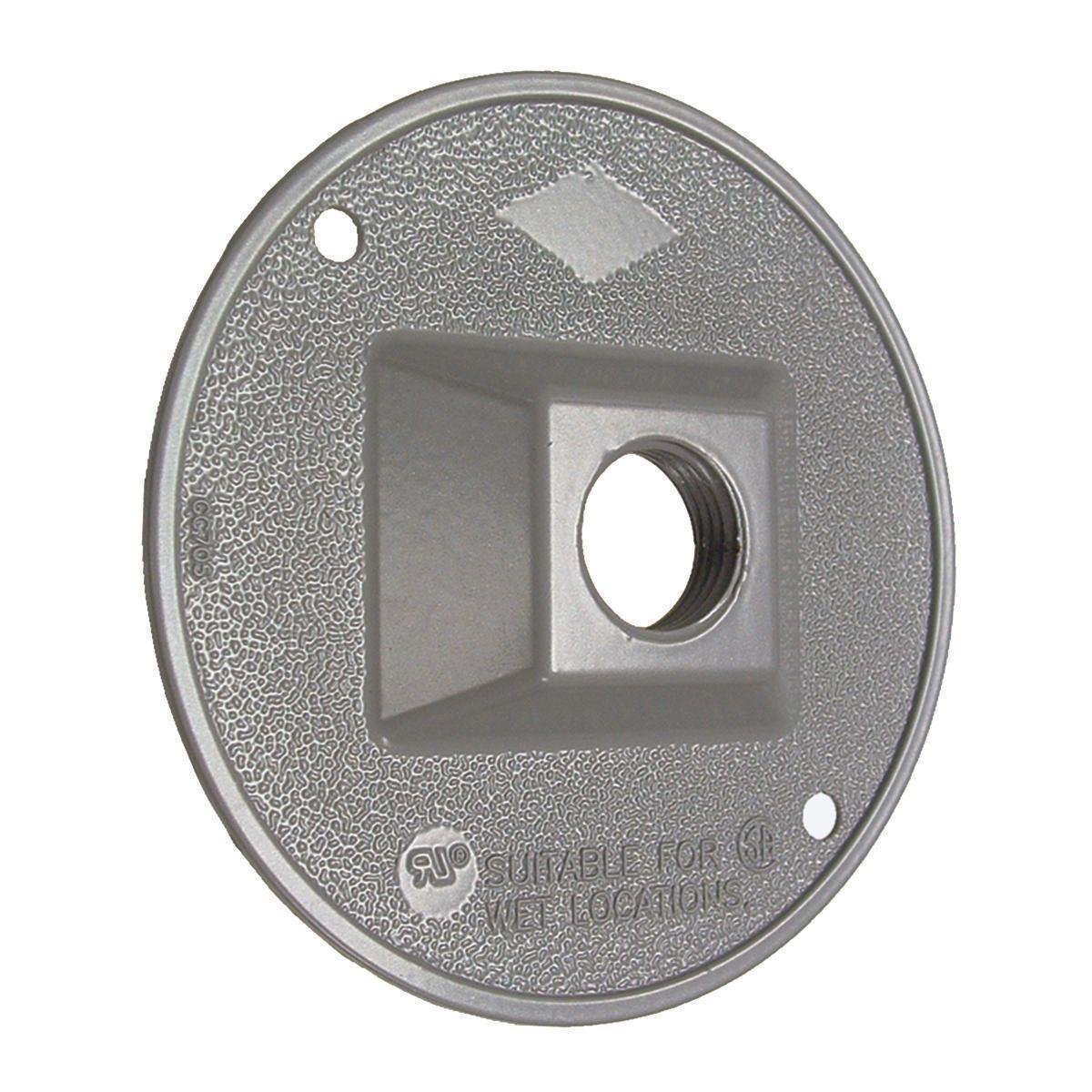 5193-0 - Round Weatherproof Cluster Cover, One 1/2 in. Threaded Outlets, Gray