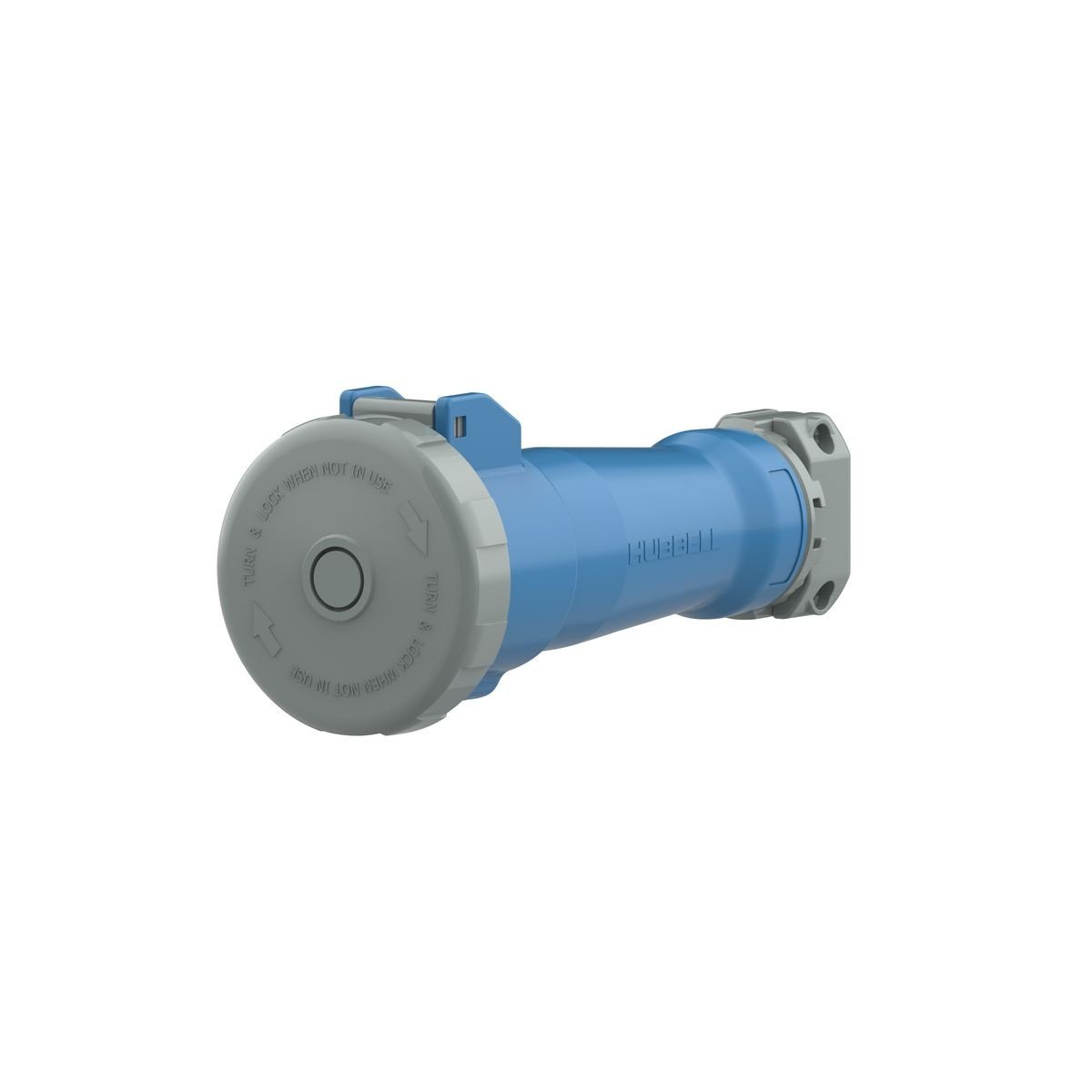 Picture of HBL460C9W - Heavy Duty Products, IEC Pin and Sleeve Devices, Industrial Grade, Female Connector Body, 60A 3-Phase Delta 250V AC, 3-Pole 4-Wire Grounding, Terminal Screws, Blue, Watertight