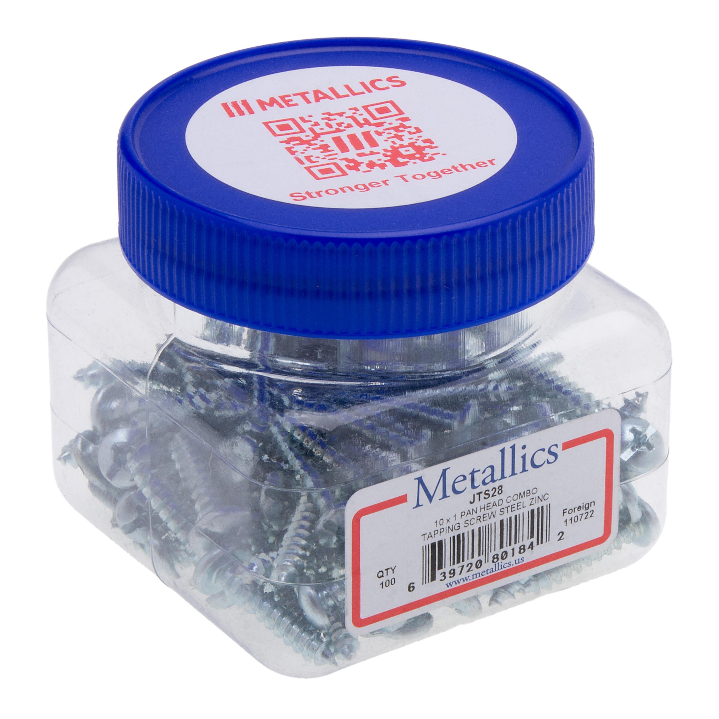 Picture of JTS28 - 10 x 1 in. Pan Head Phillips Sharp Point Tapping Screws - Steel Zinc - 100qty