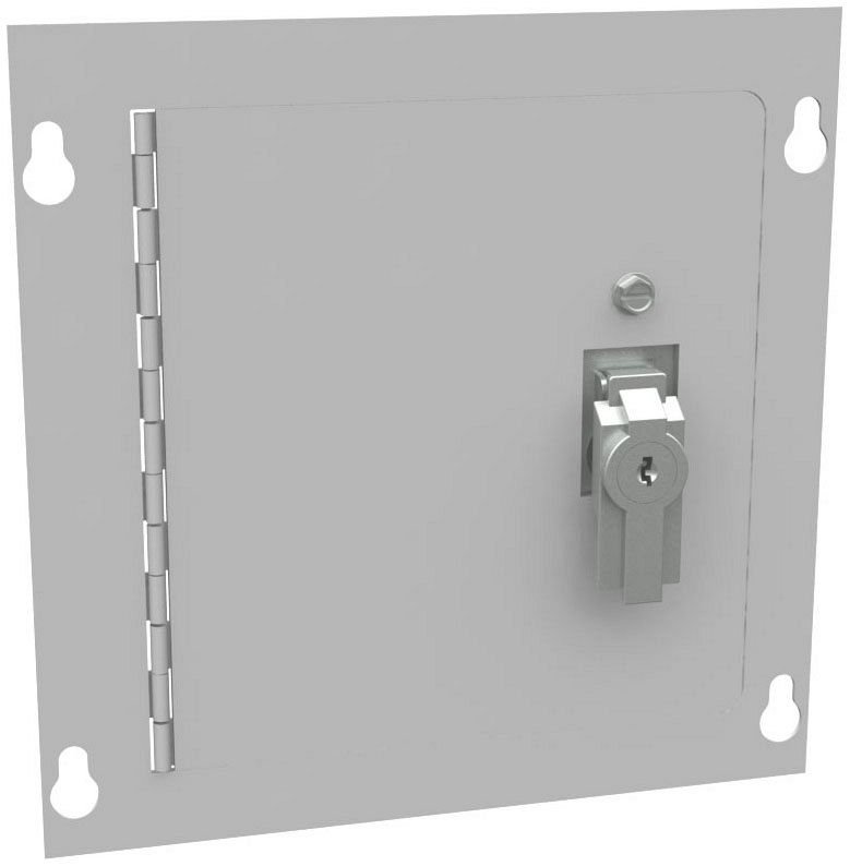 88TSC - Surface Mount Cover Type 1 8x8 Screw Cover ANSI 61 Gray Steel Hinged Door Key Locking Slam Latch