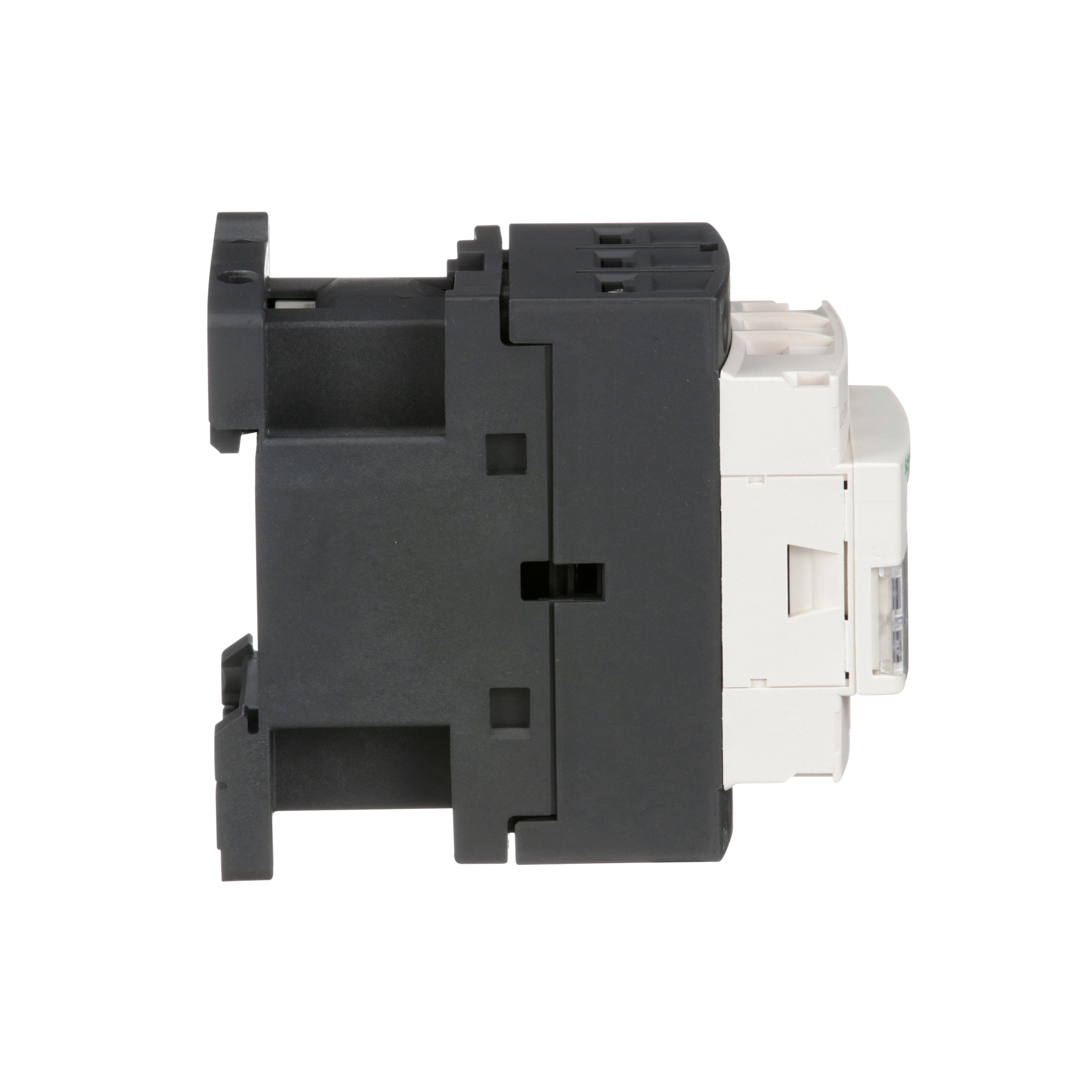 Picture of LC1D09B7 - IEC contactor, TeSys Deca, nonreversing, 9A, 5HP at 480VAC, up to 100kA SCCR, 3 phase, 3 NO, 24VAC 50/60Hz coil, open style