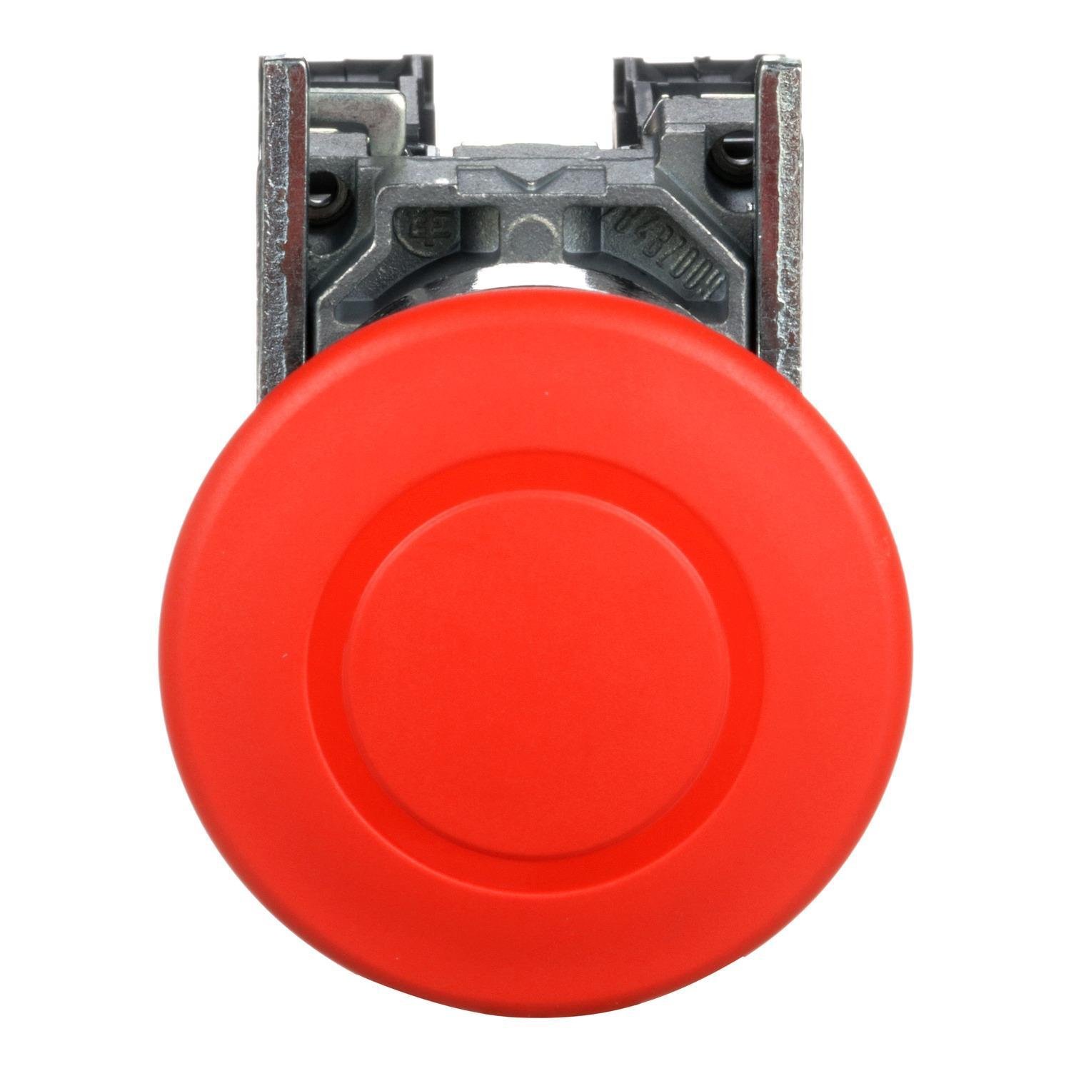 XB4BT845 - Harmony, emergency stop, latching push pull, red, 40 mm, 1 NC and 1 NO