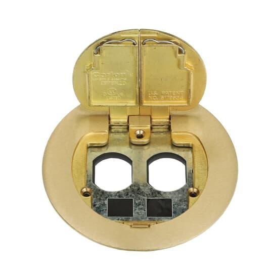 E97BR2D - DUAL SERVICE BRASS FLOOR BOX COVER