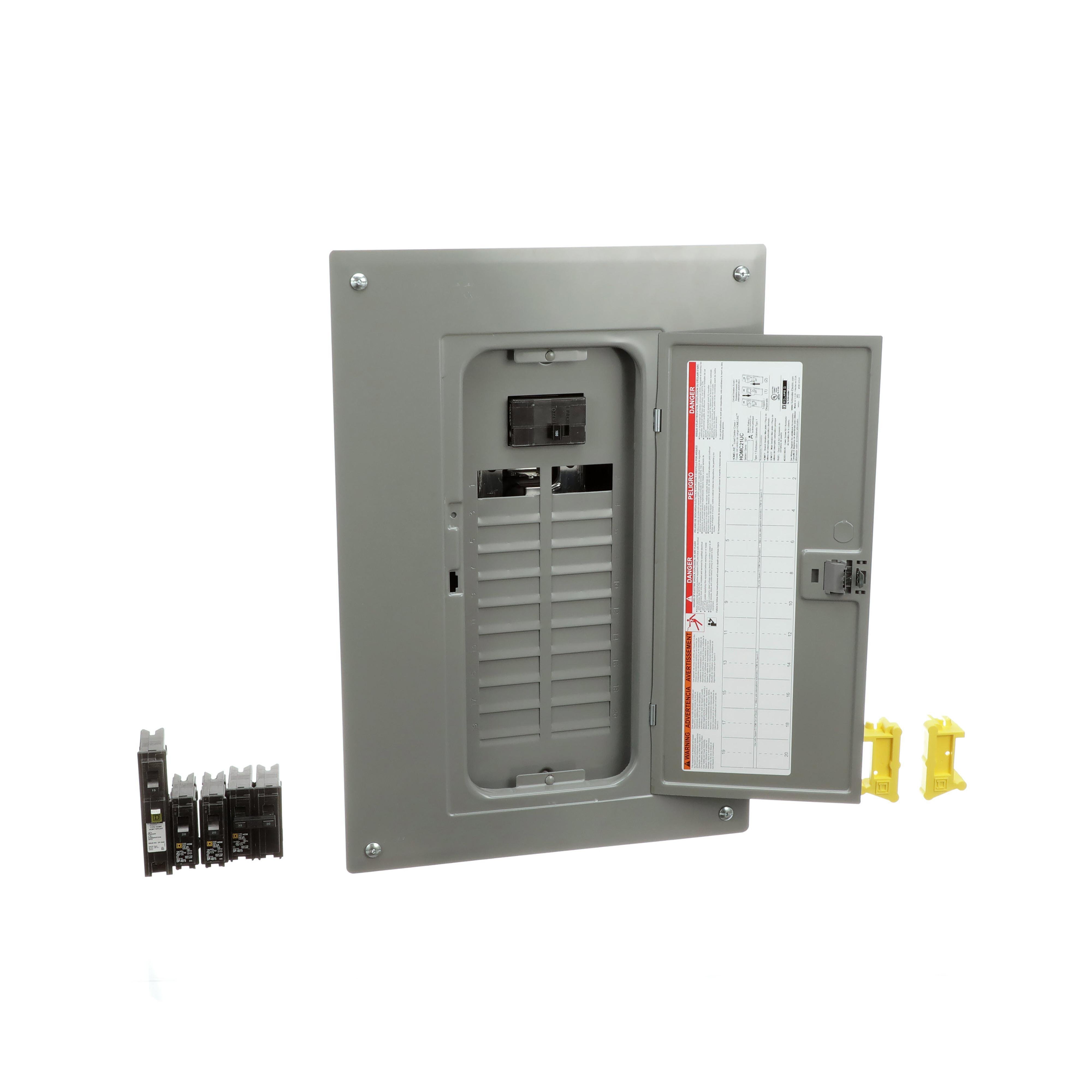HOM2040M100PC1AVP - Load center, Homeline, 1 phase, 20 spaces, 40 circuits, 100A convertible main breaker, PoN, NEMA1, value pack