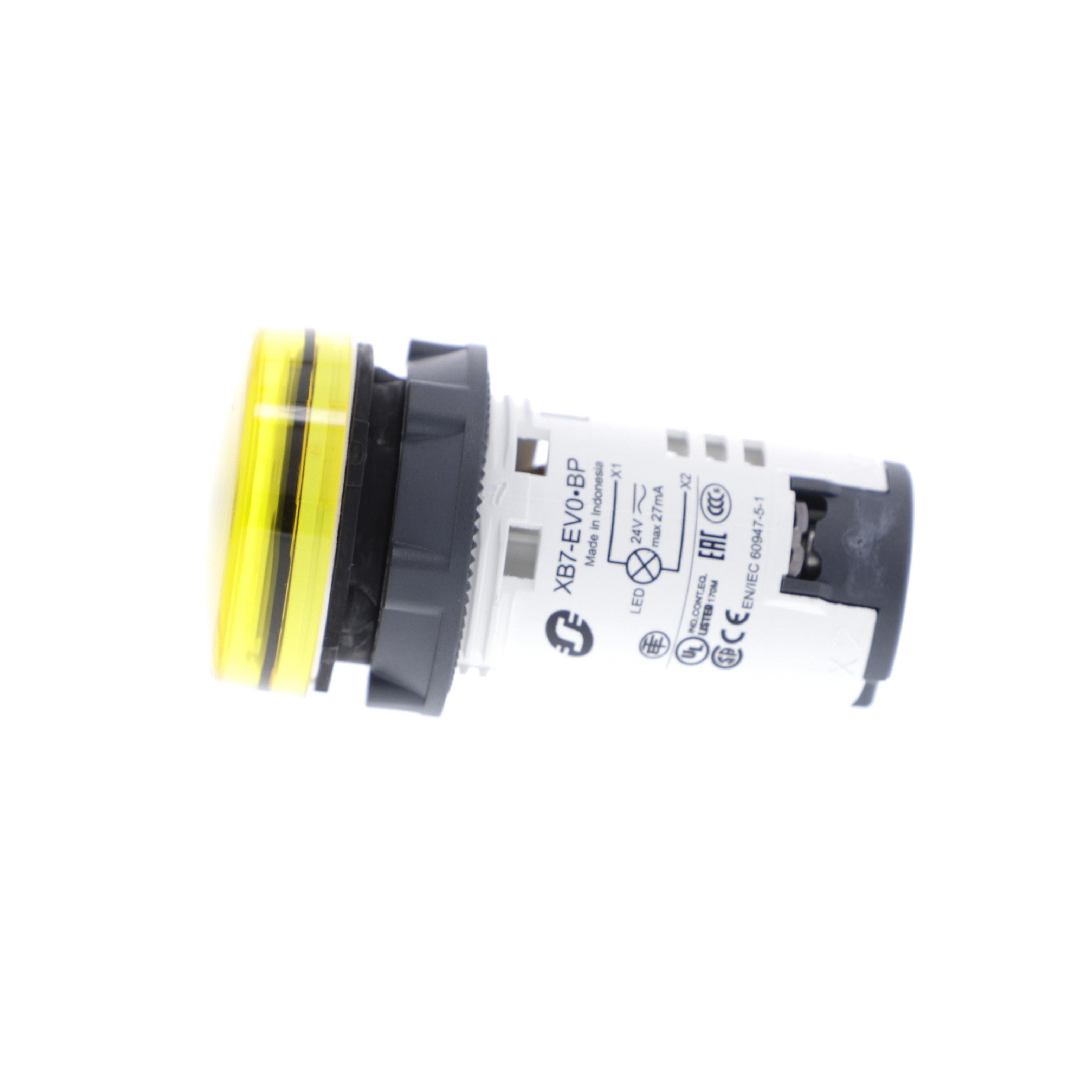 Picture of XB7EV05BP - Monolithic pilot light, Harmony XB7, plastic, yellow, 22mm, integral LED, 24V AC DC