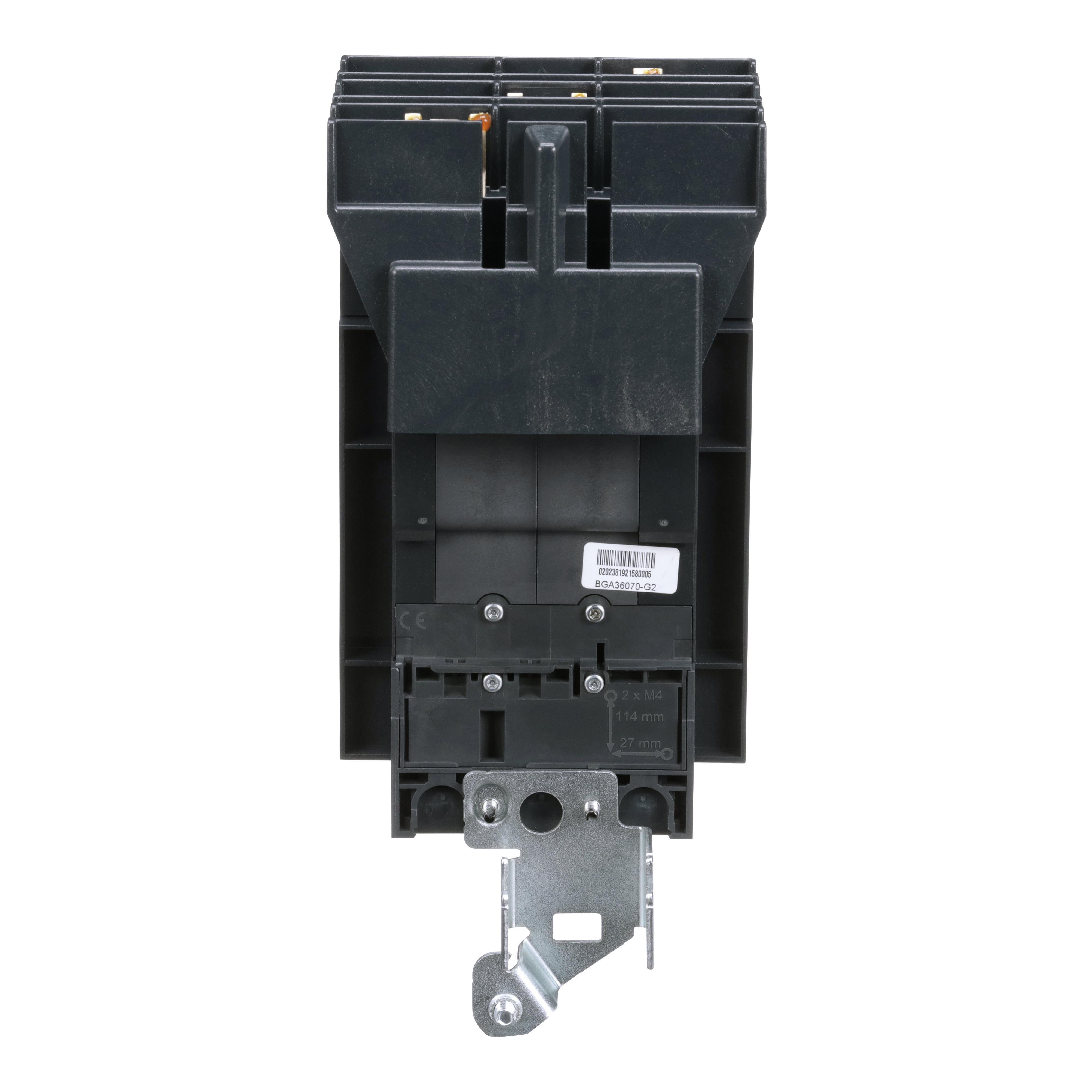 Picture of BGA36070 - Circuit breaker, PowerPacT B, 70A, 3 pole, 600Y/347VAC, 18kA, I-Line, thermal magnetic, 80%, ABC