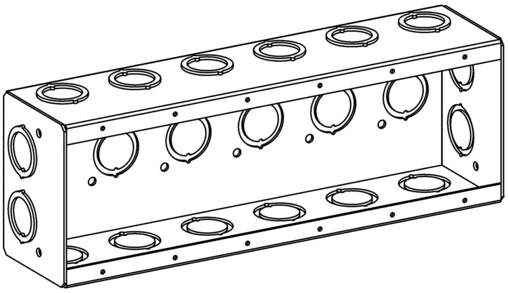 MSB-6 - 2-1/2" DEEP, 6-GANG MASONRY BOX WITH CKO