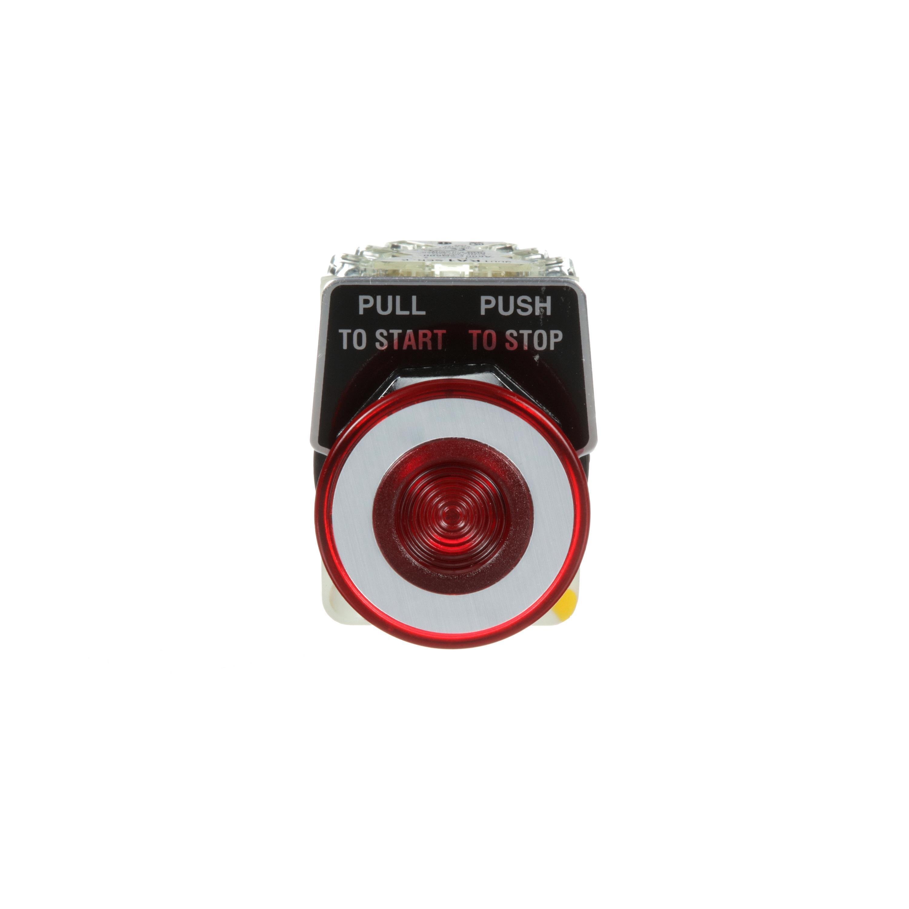9001KR9P1RH13 - 30mm Push Button, Type K, illuminated push pull operator, transformer, 120 VAC, red mushroom cap, 1 NO and 1 NC