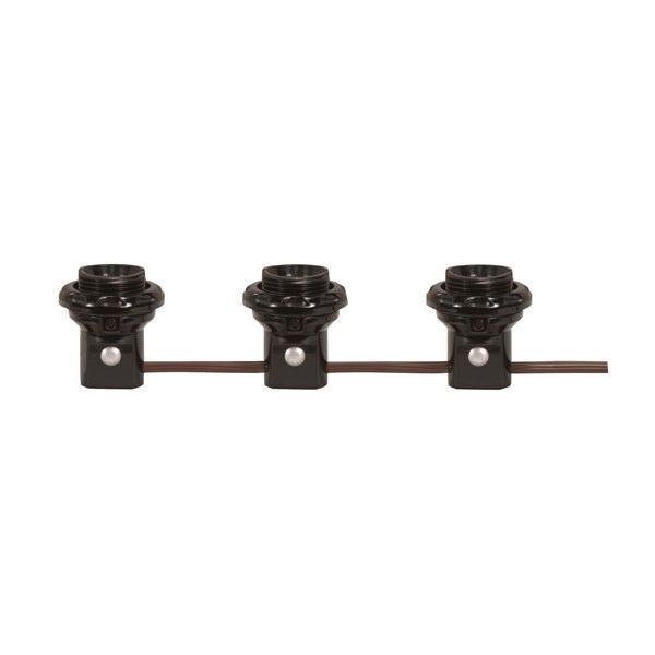 Picture of 80-1474 - 3-Light Phenolic Threaded Candelabra Harness Set, 1-1/4" With Shoulder and Phenolic Ring, 6" Centers 18" Tail, 75W, 125V