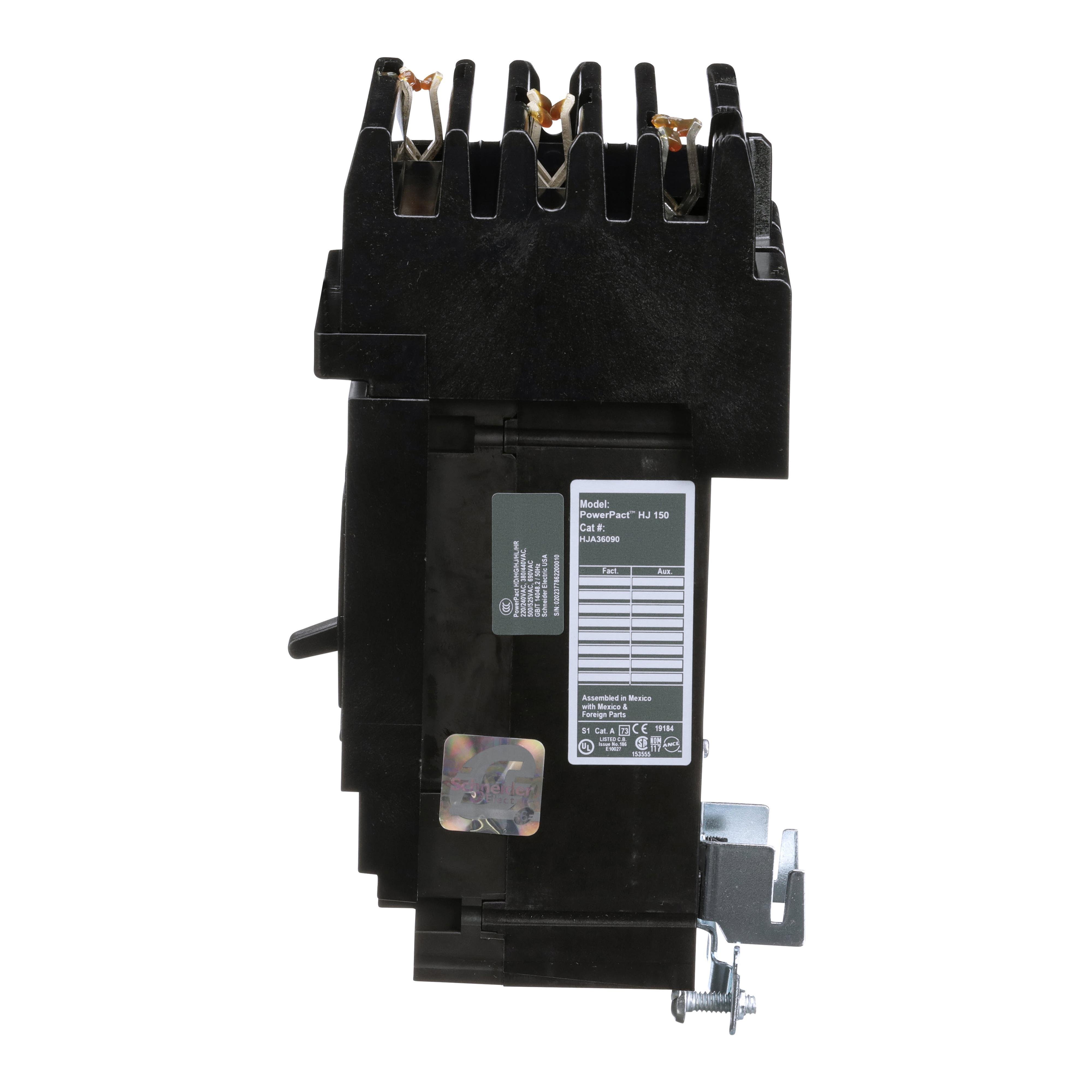 Picture of HJA36090 - Circuit breaker, PowerPacT H, 90A, 3 pole, 600VAC, 25kA, I-Line, thermal magnetic, 80%, ABC