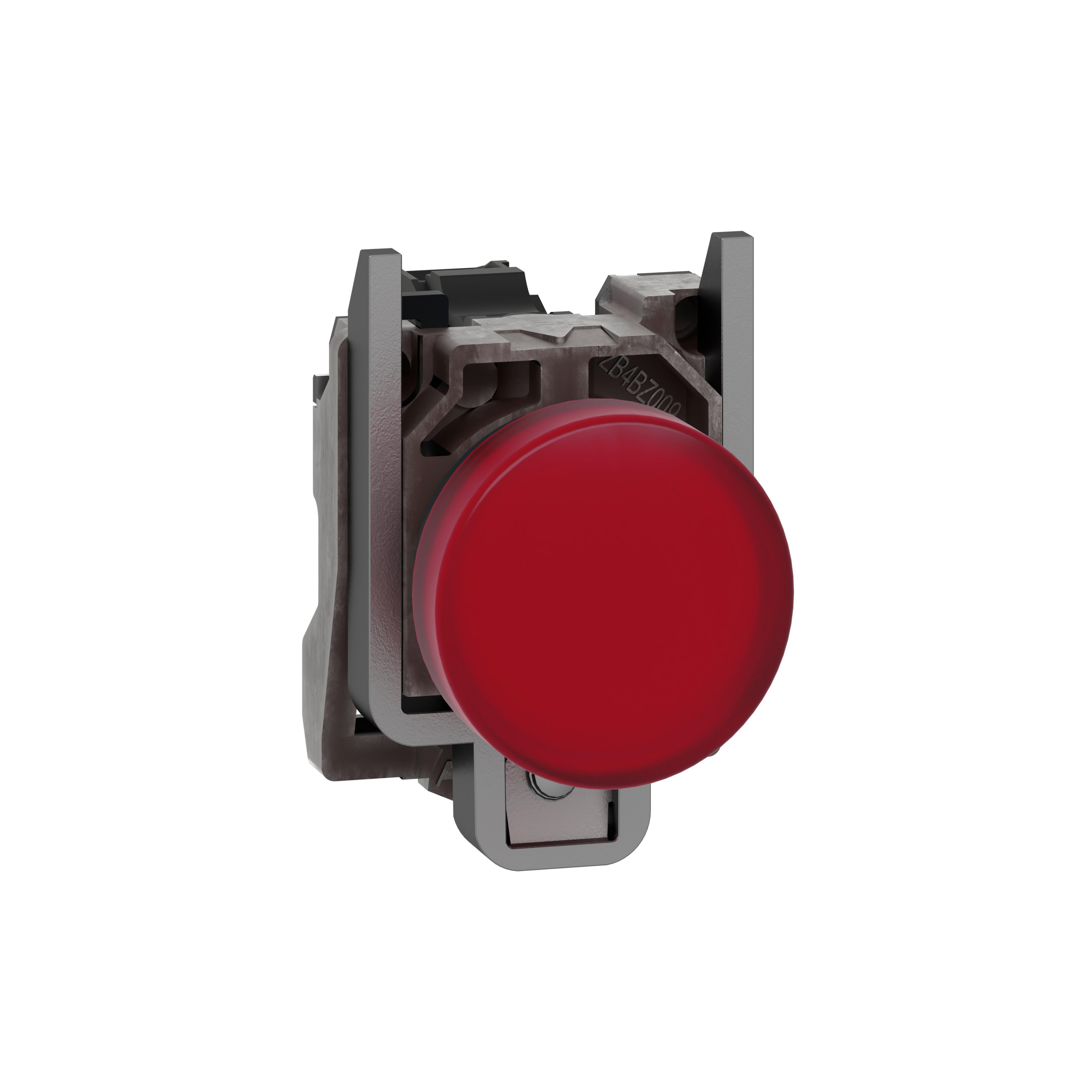 Picture of XB4BVB4 - Pilot light, Harmony XB4,metal, red, 22mm, universal LED, plain lens, 24V AC DC