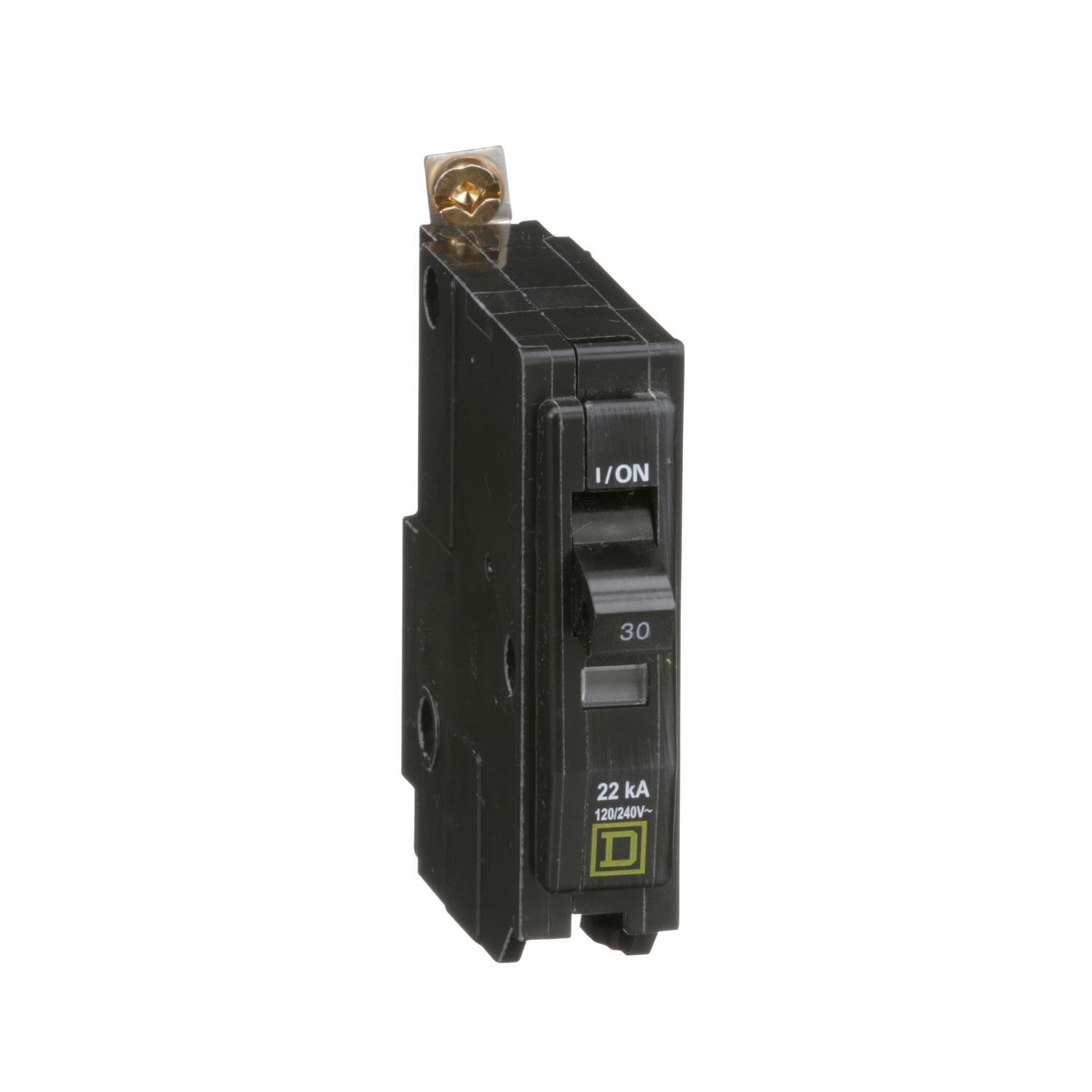 QOB130VH - Mini circuit breaker, QO, 30A, 1 pole, 120/240VAC, 22kA, bolt on
