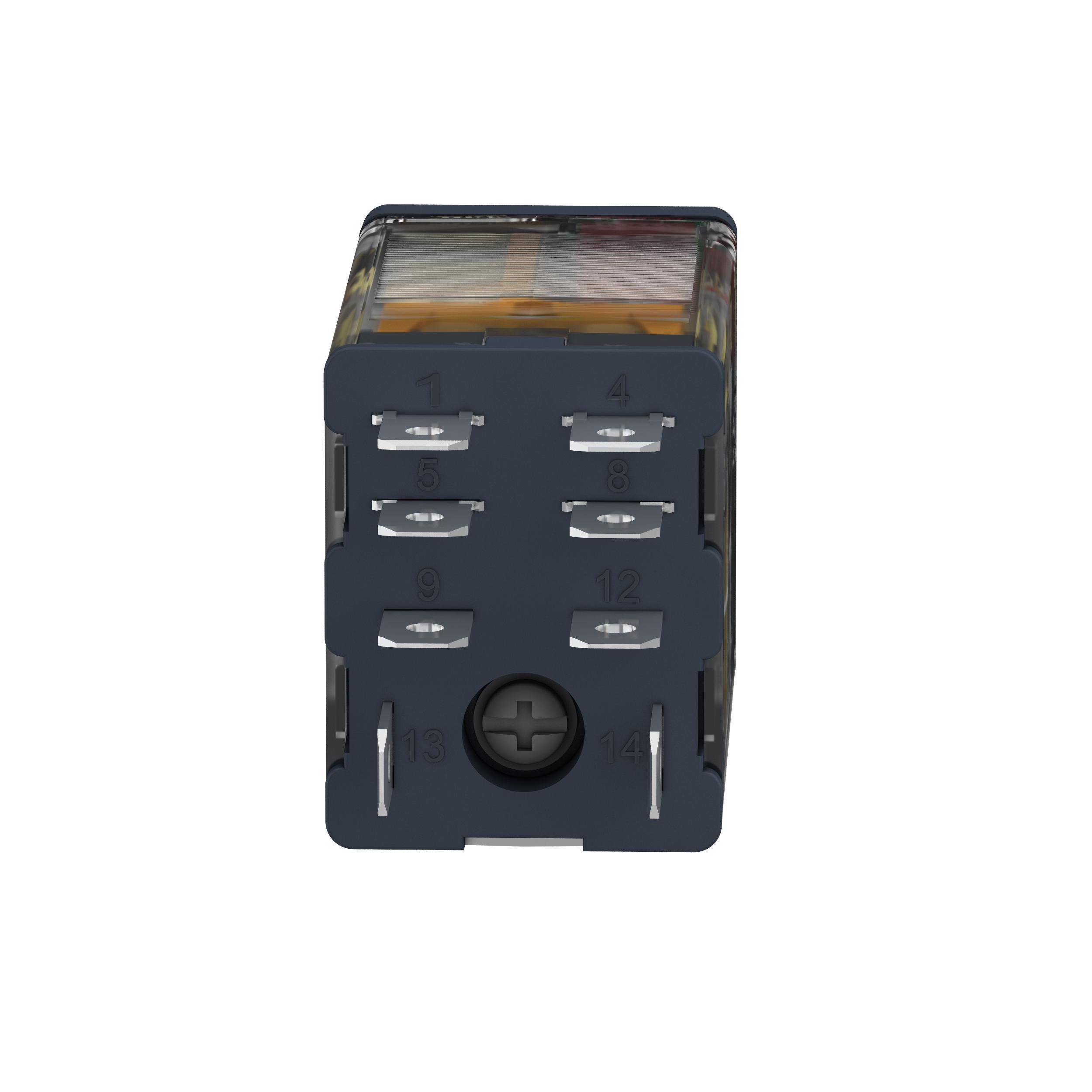 Picture of RPM22B7 - plug-in relay, Harmony electromechanical relays, 15A, 2CO, with LED, lockable test button, 24V AC