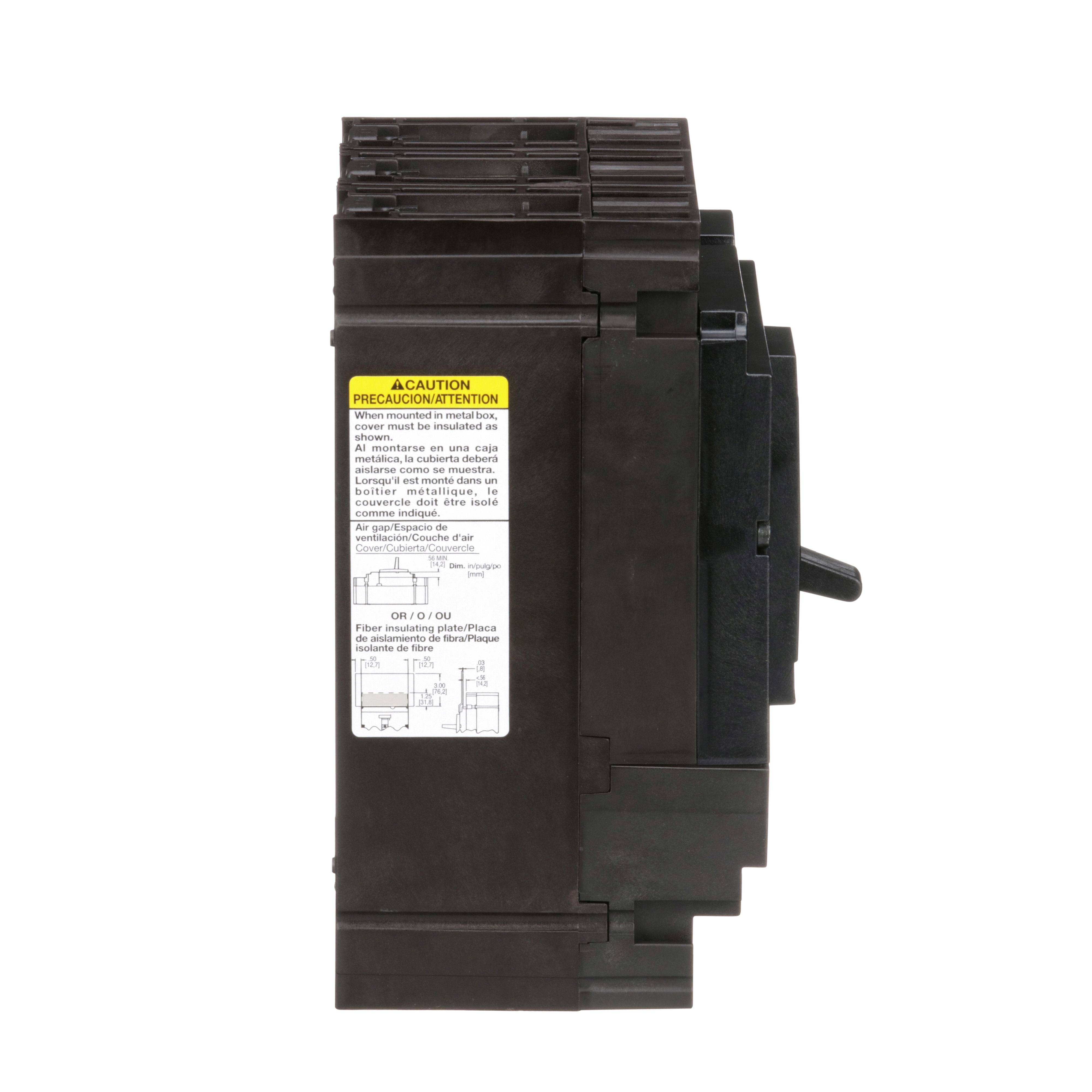 Picture of HDL36050 - Circuit breaker, PowerPacT H, 50A, 3 pole, 600VAC, 14kA, lugs, thermal magnetic, 80%