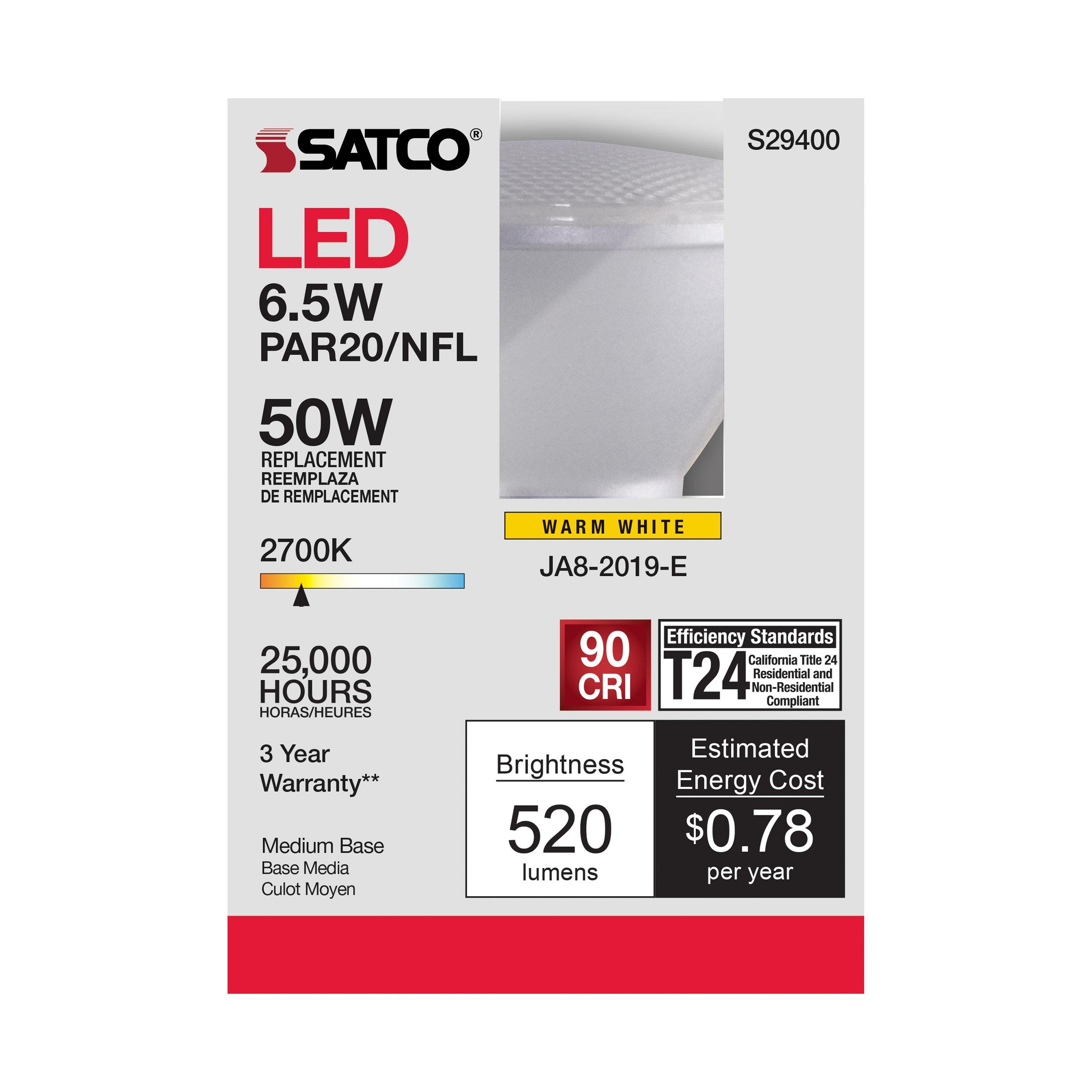 Picture of S29400 - 6.5 Watt, Par20 Led, 2700K, 25 Degree Beam Angle, Medium Base, 120 Volt